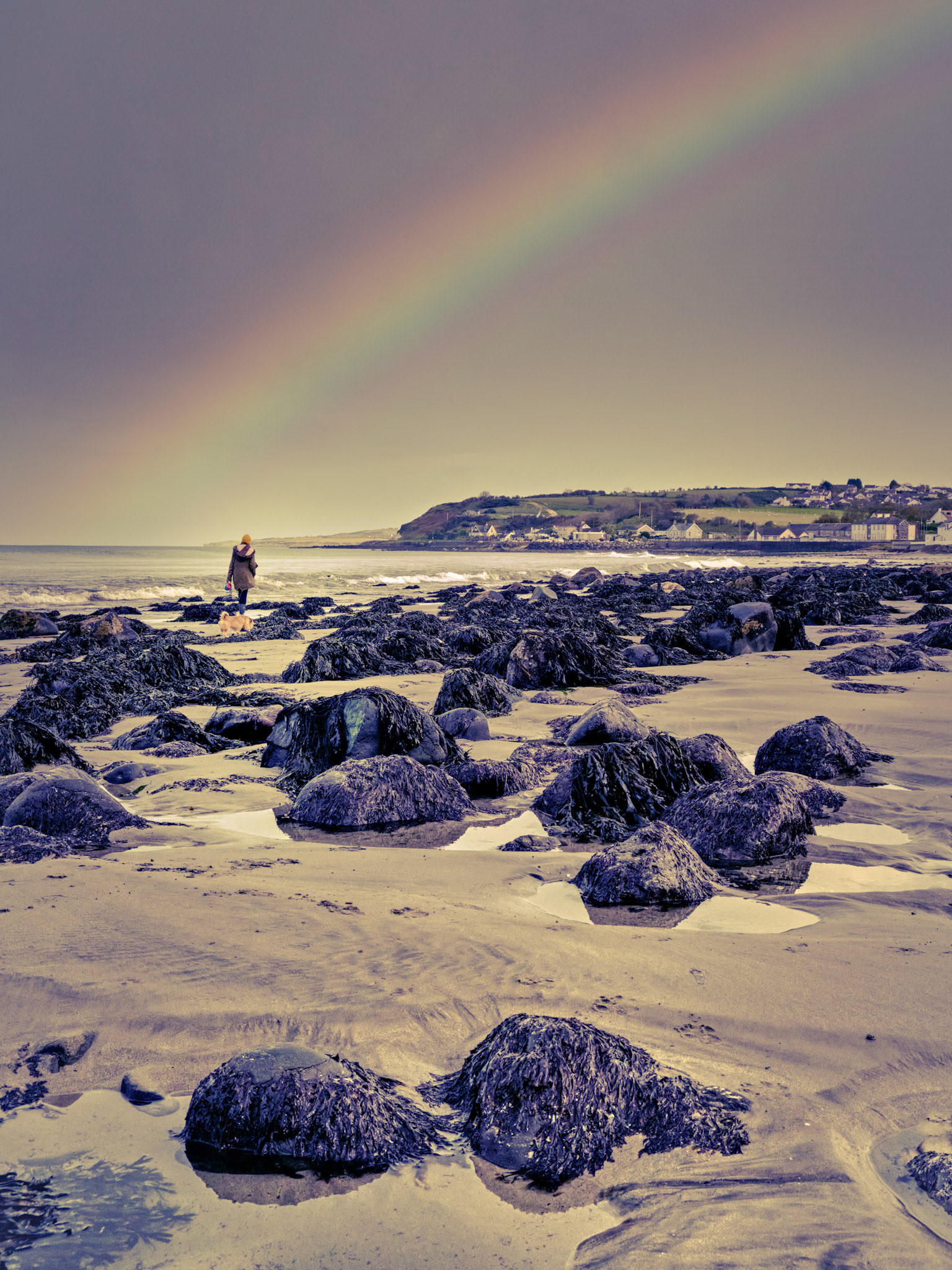 Rainbow Over The Rocks, Drains Bay, Larne