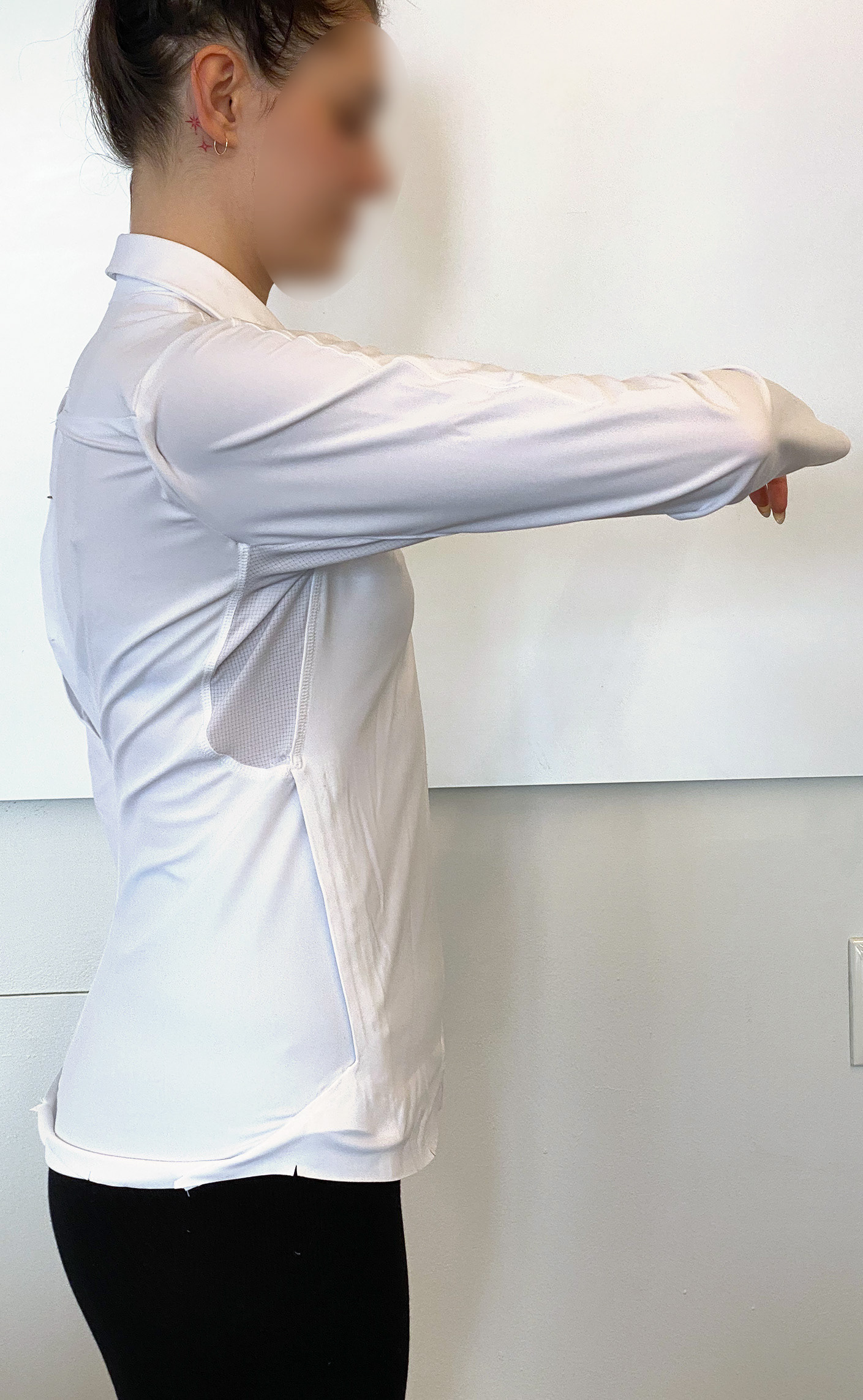 Proto 1: Material #1 - Visible underarm grid.
