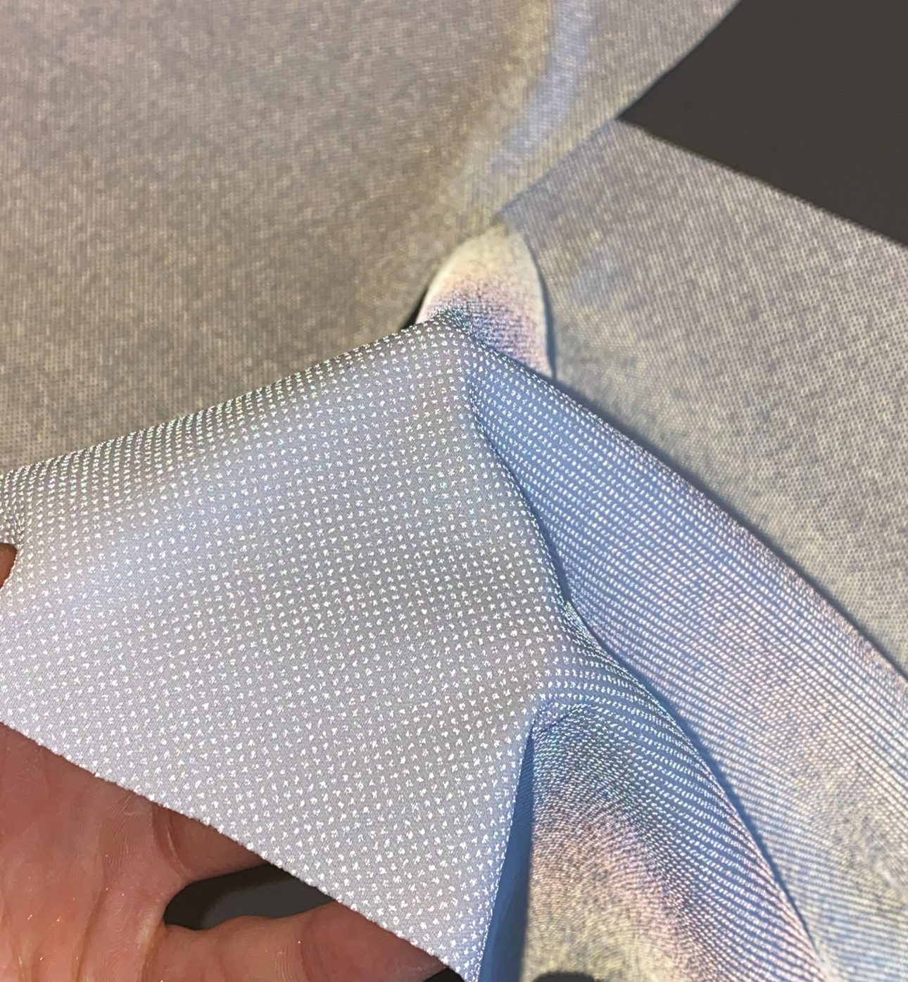 Hi-vis printed dotted fabric.