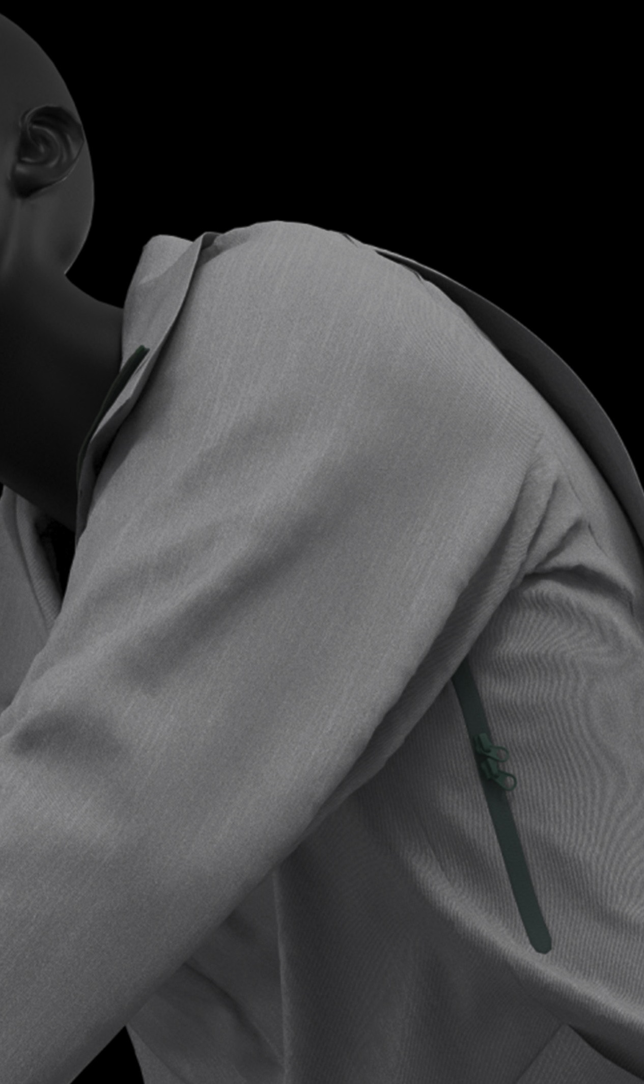 Pleating Gore-tex for seamless pleats, conceptual render.