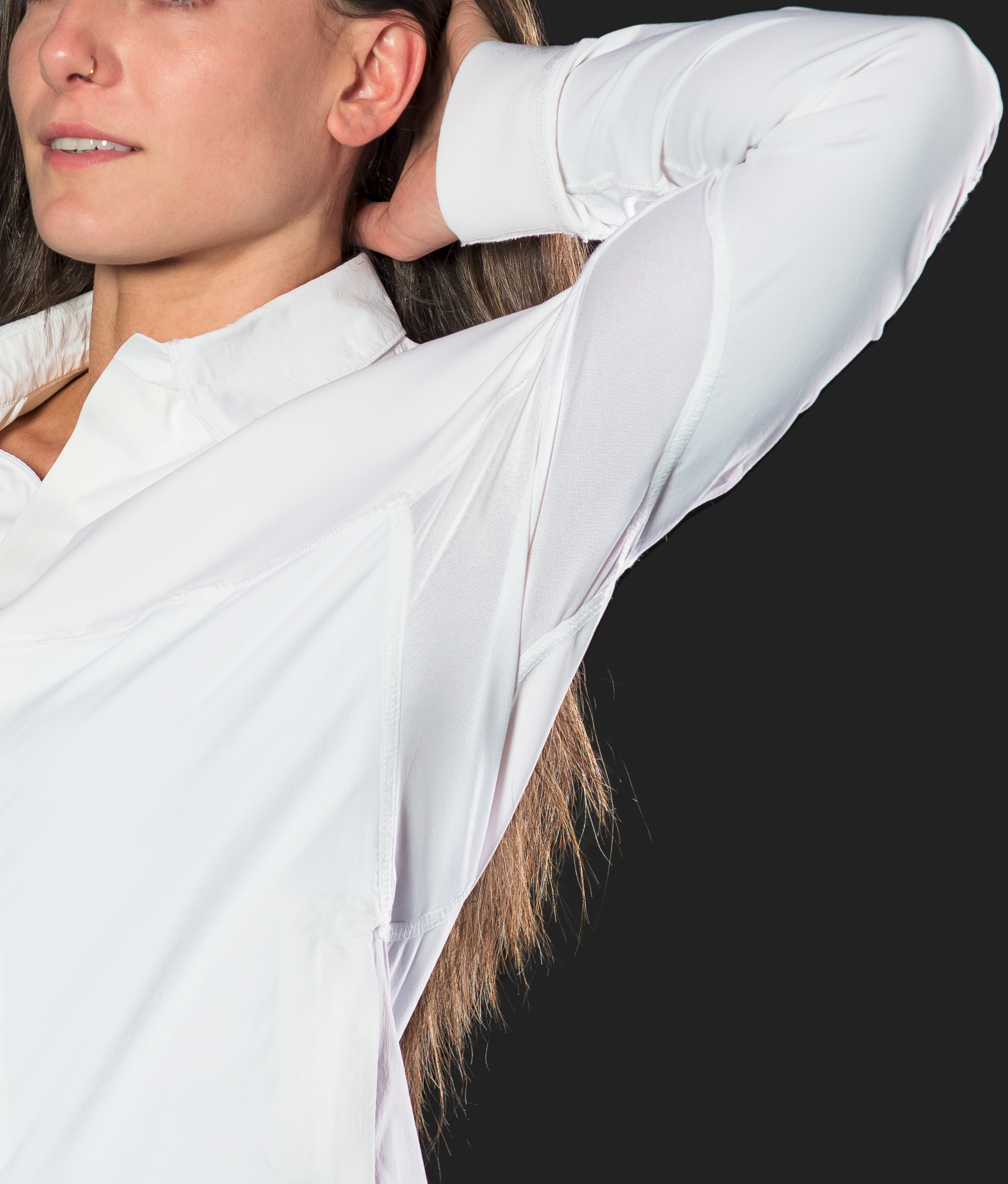 Invisible ventilation & articulation in action - The underarm gusset.