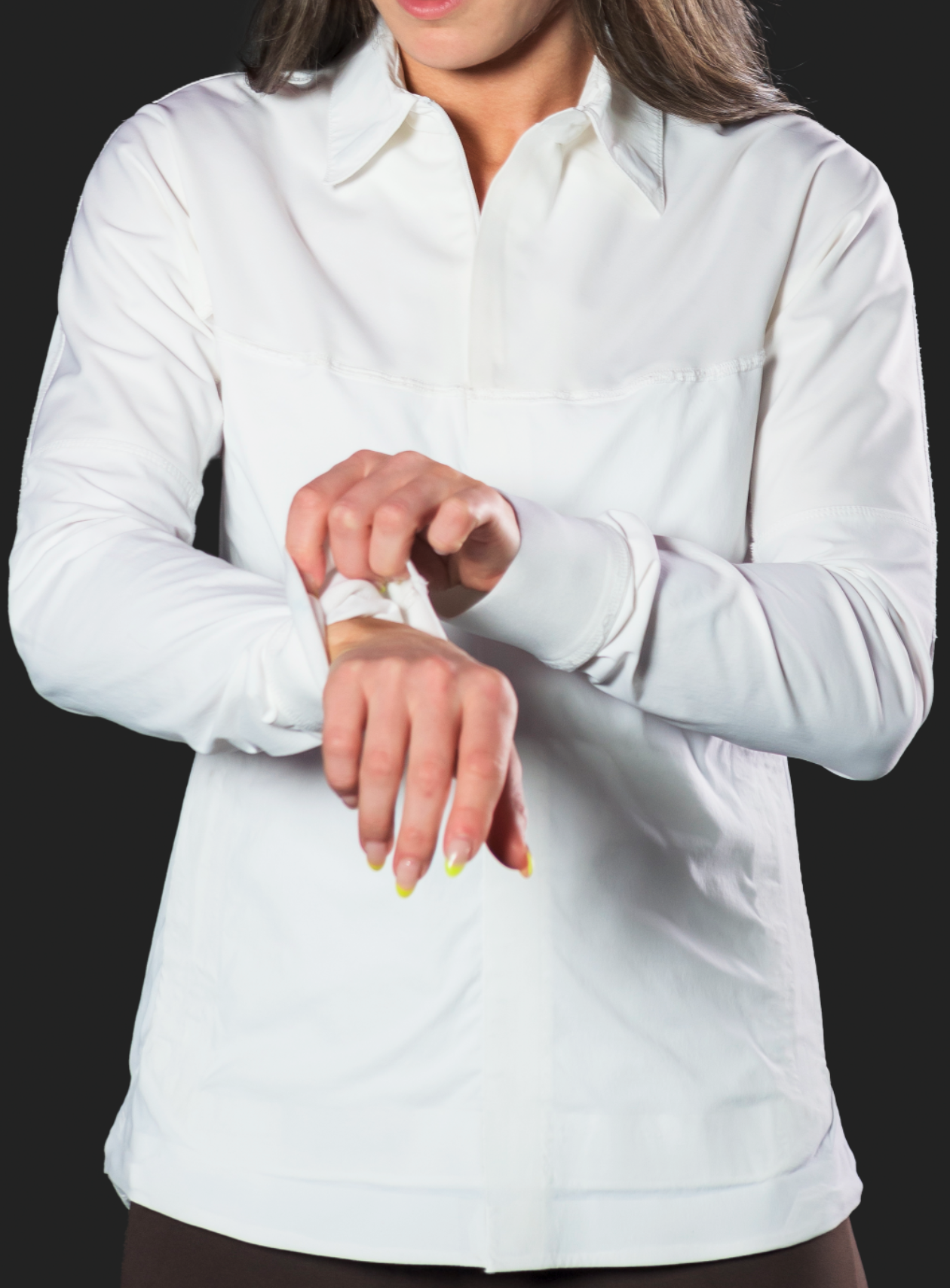 Knit y-elastic dress shirt cuffs.