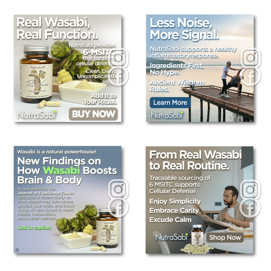 Additional social postings focusing on the many health benefits of supplement sub-brand NutraSabi®