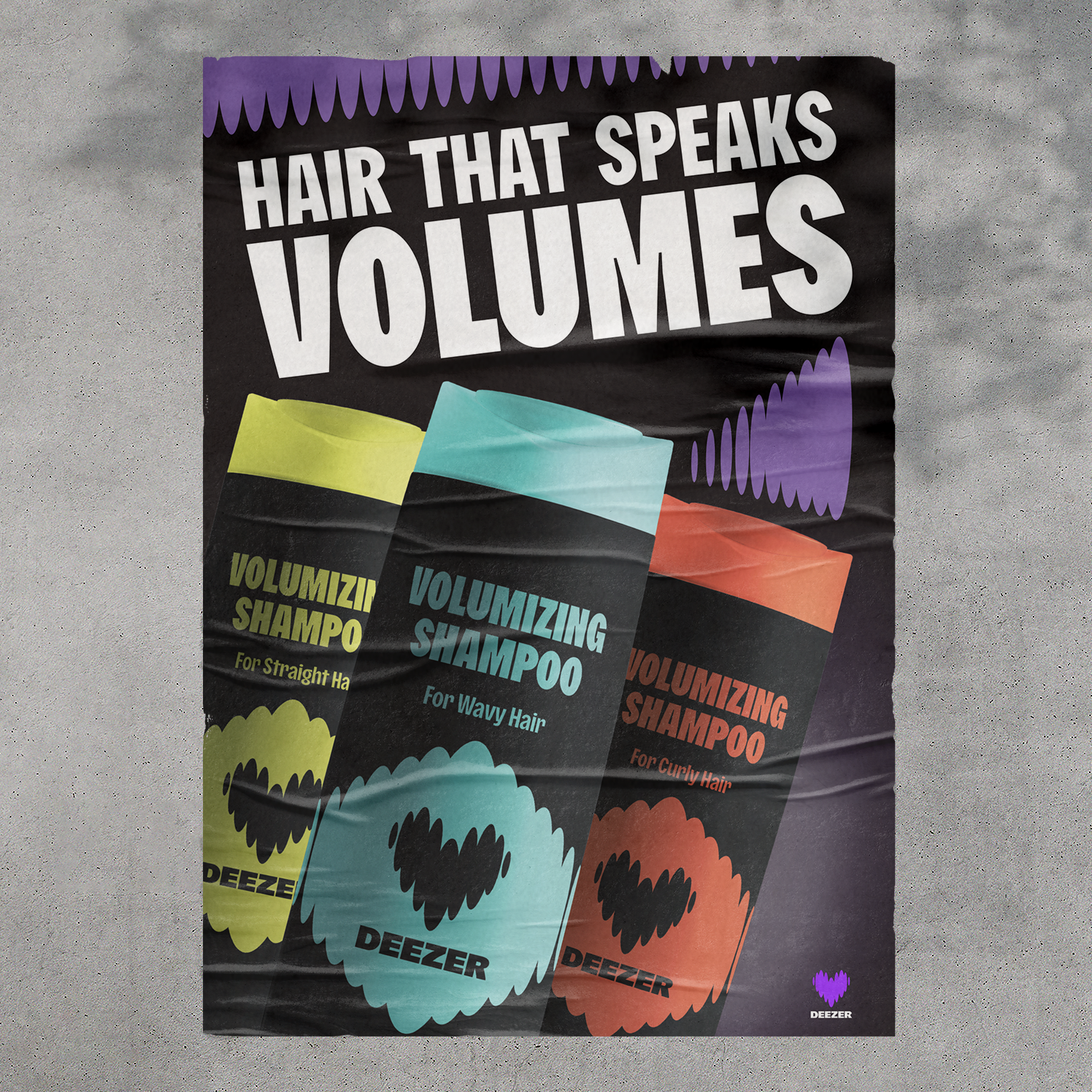 Advertising Poster for A Shampoo by a Music Listening Company