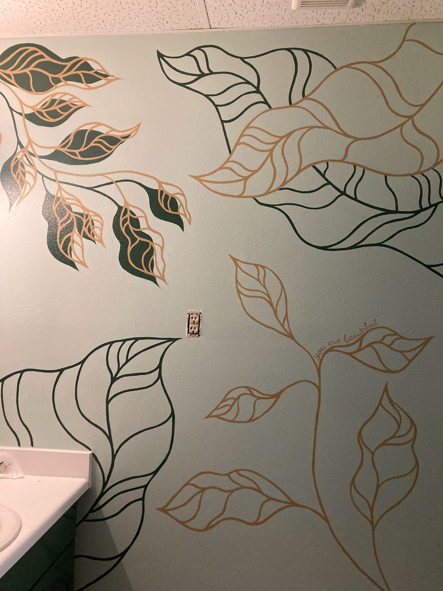 1730 Salon bathroom mural