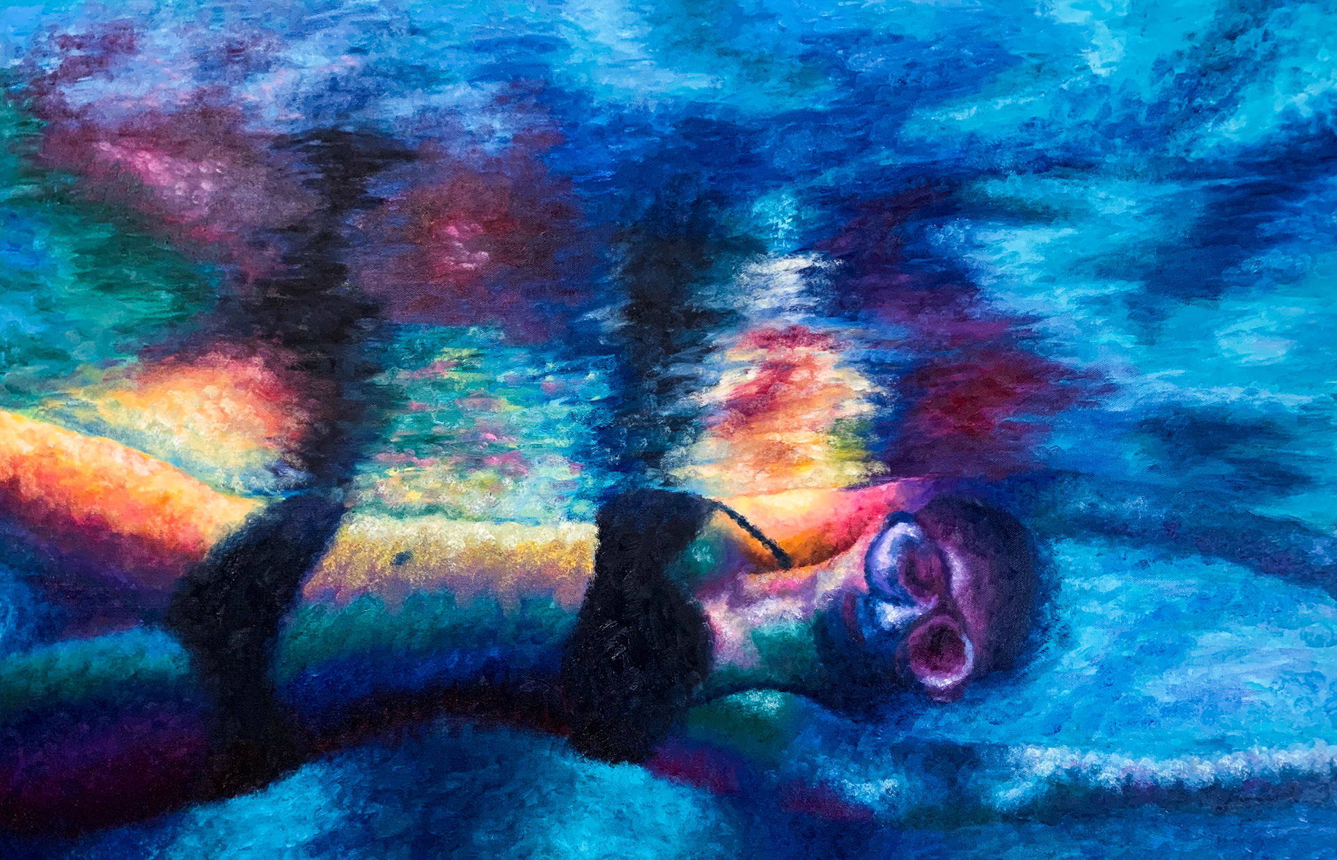 "Nuotare", Oil on canvas, 24x36