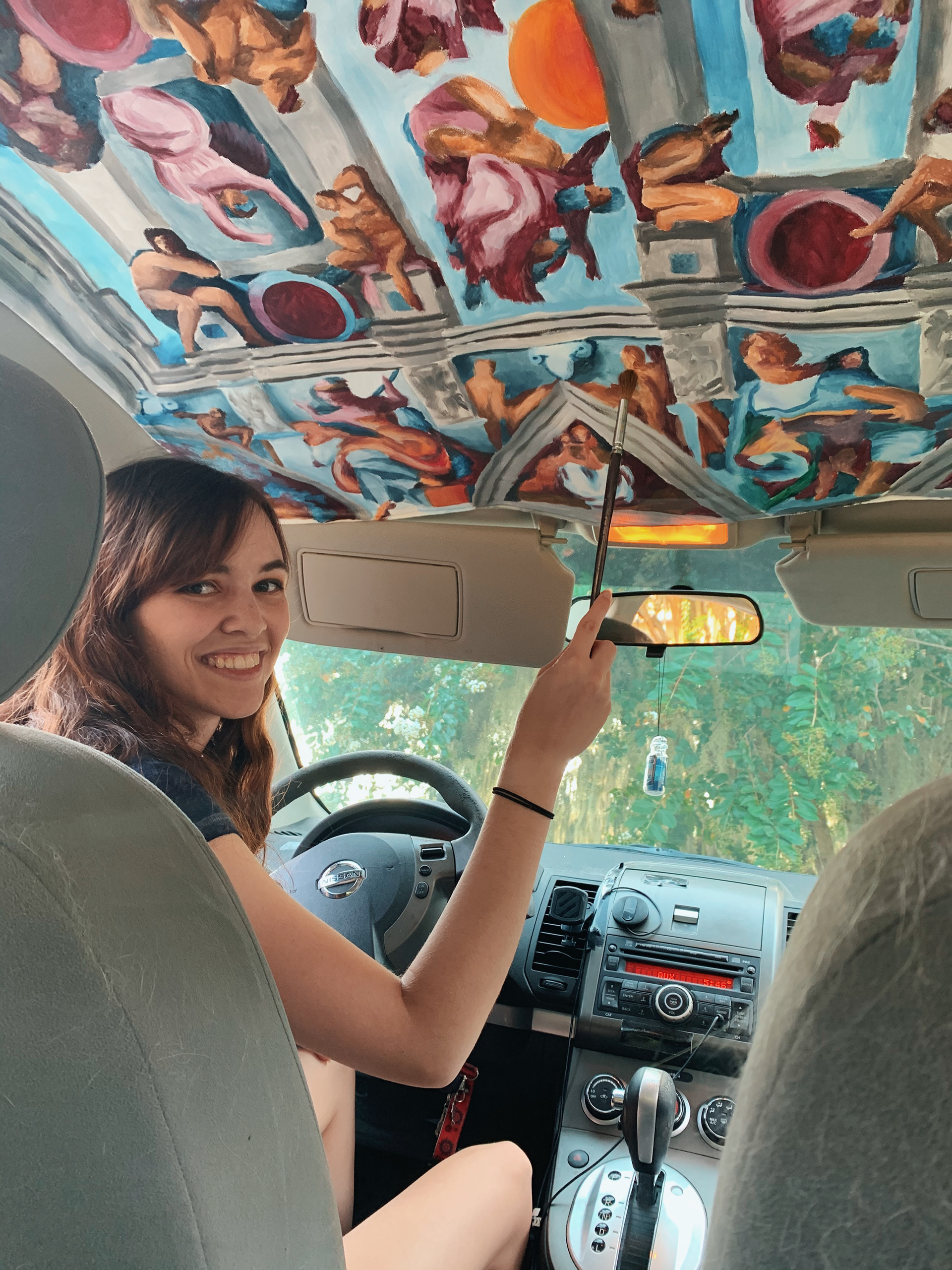 Car interior ceiling mural