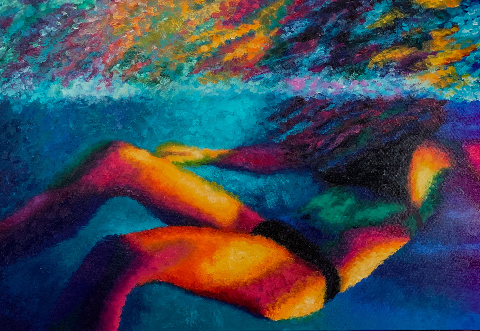 "Shallow End", Oil on canvas, 24x36