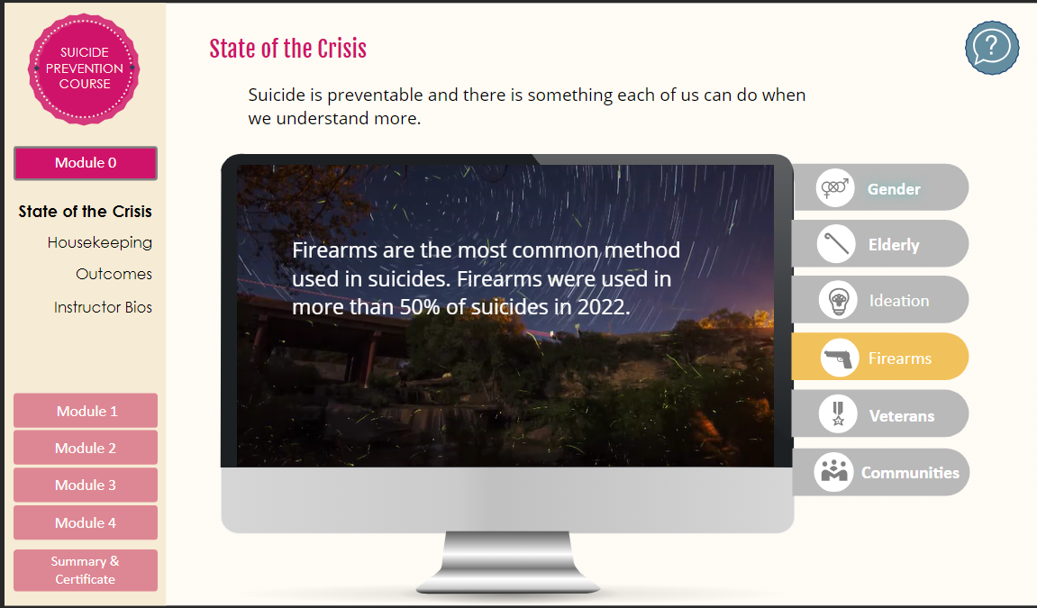Four-module Storyline course with intuitive, non-linear navigation.