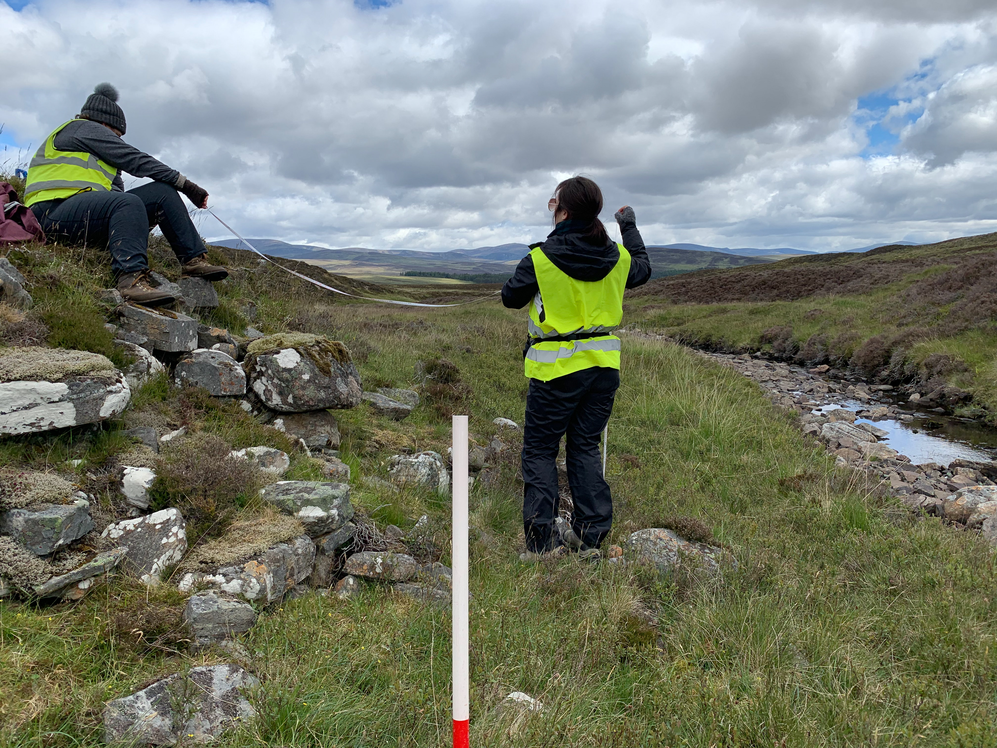 Documenting bridge remains along Wade's Road (Trinafor).
