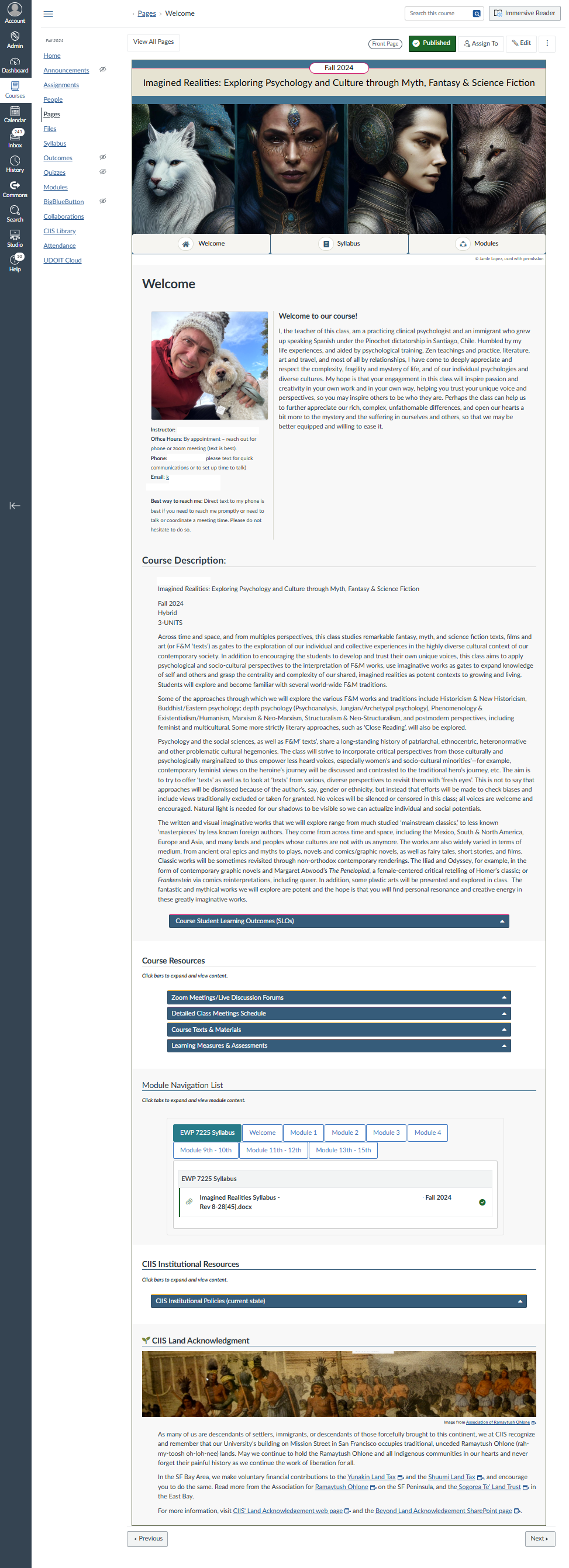 Example 2: Customized Course Homepage