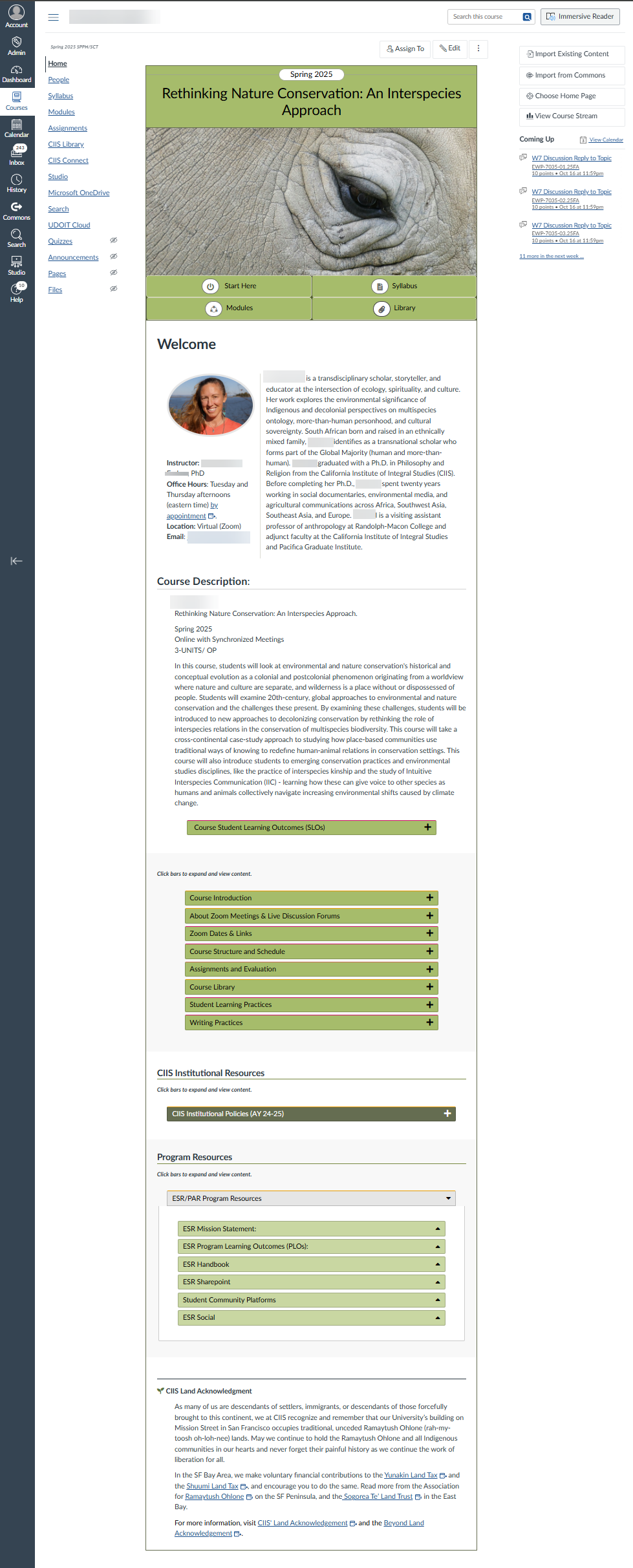 Example 1: Customized Course Homepage