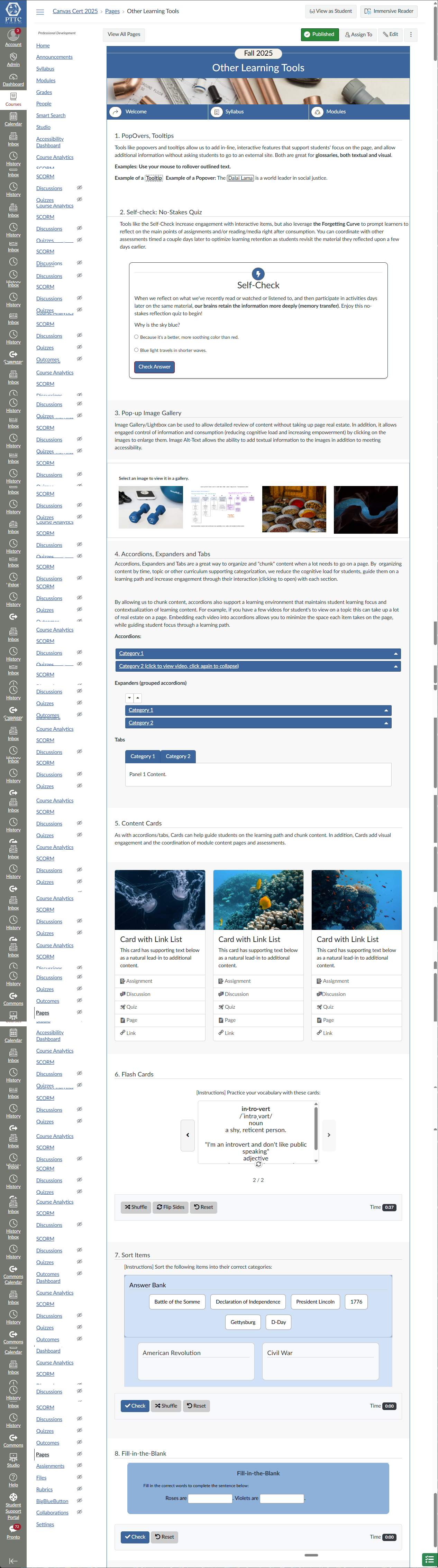 "OtherTools" is a DesignPLUS job aid I composed to demonstrate learning items in DesignPLUS for instructor support and connect the features to at least one use-case learning theory application.