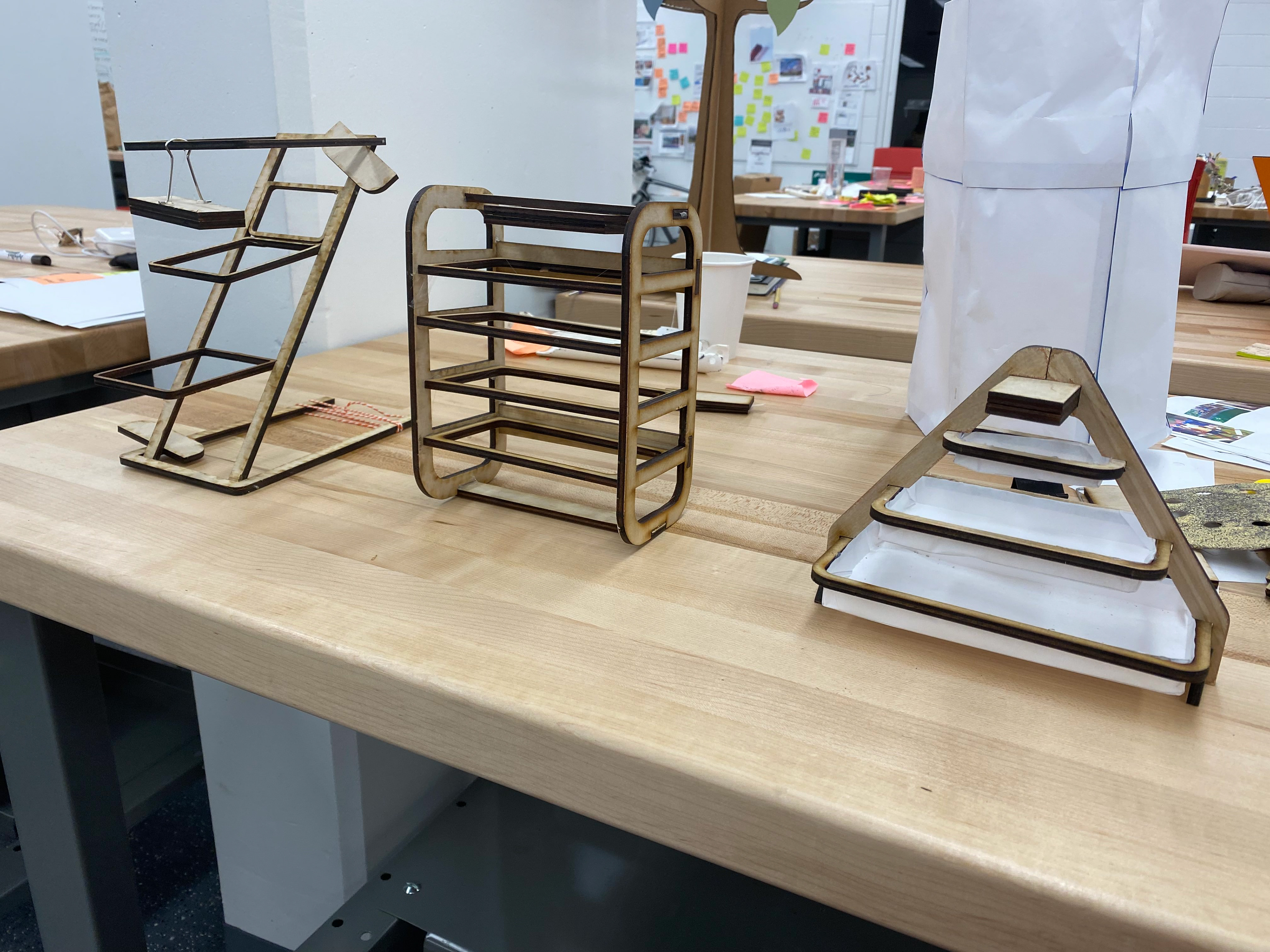 Laser-cut models of first set of prototypes for EverGreen