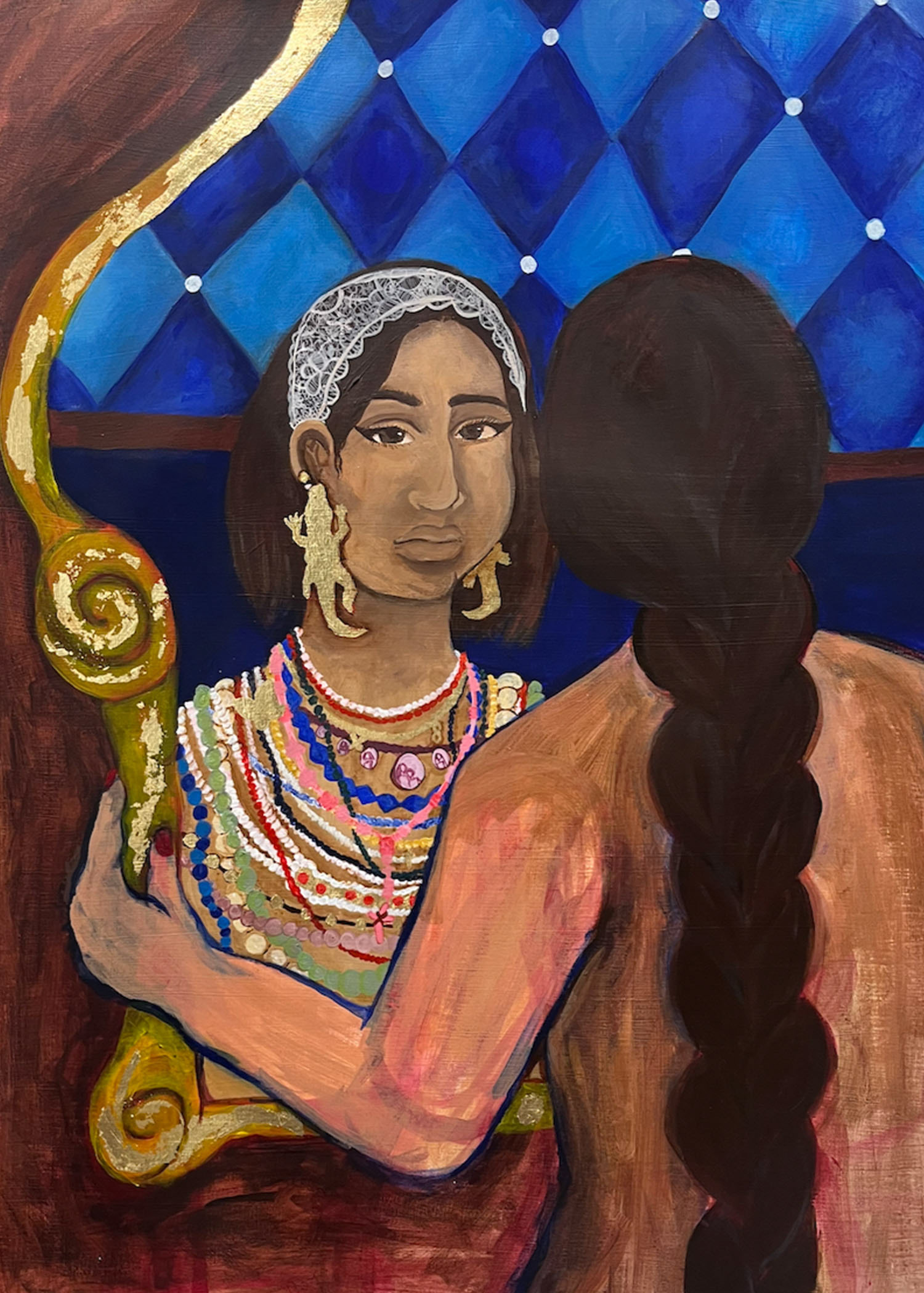 "My reflection on a wall" Acrylic and Gold Leaf on bristol