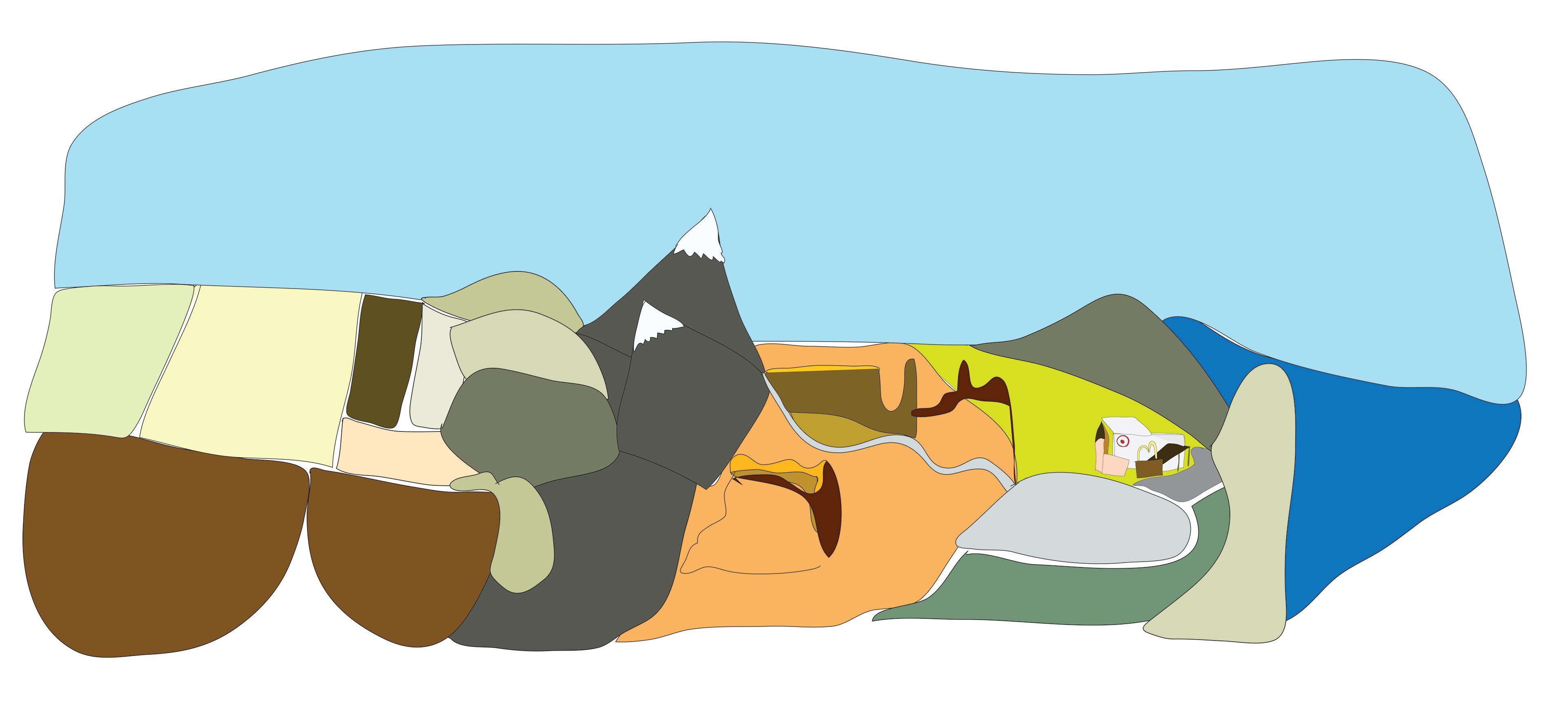 An abstracted, bird-eye view of an American Landscape, a still from an animated music video by artist and designer Ben Stark. 