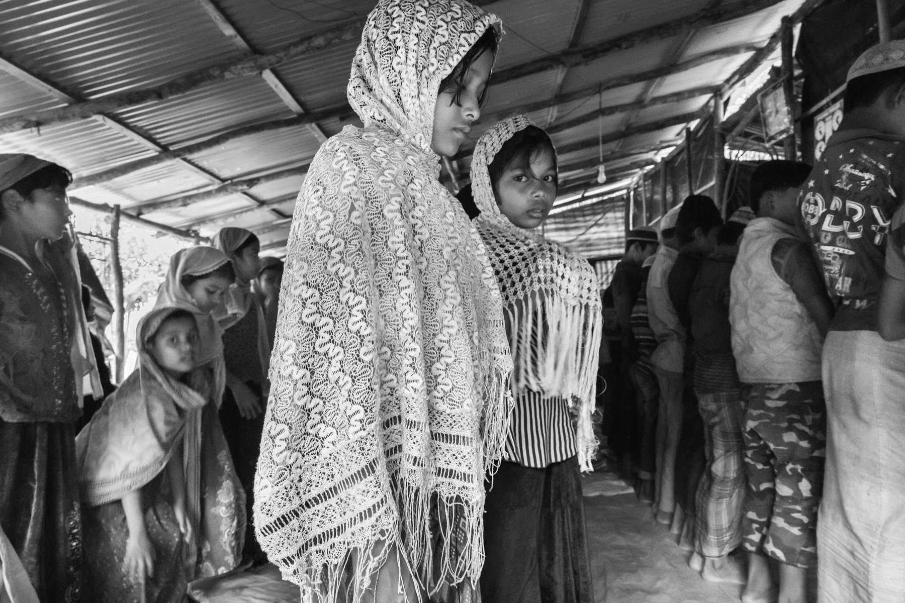 Religious class for Rohingya children that have recently fled from Myanmar, Kutupalong camp near Cox's Bazar, Bangladesh, November 2017