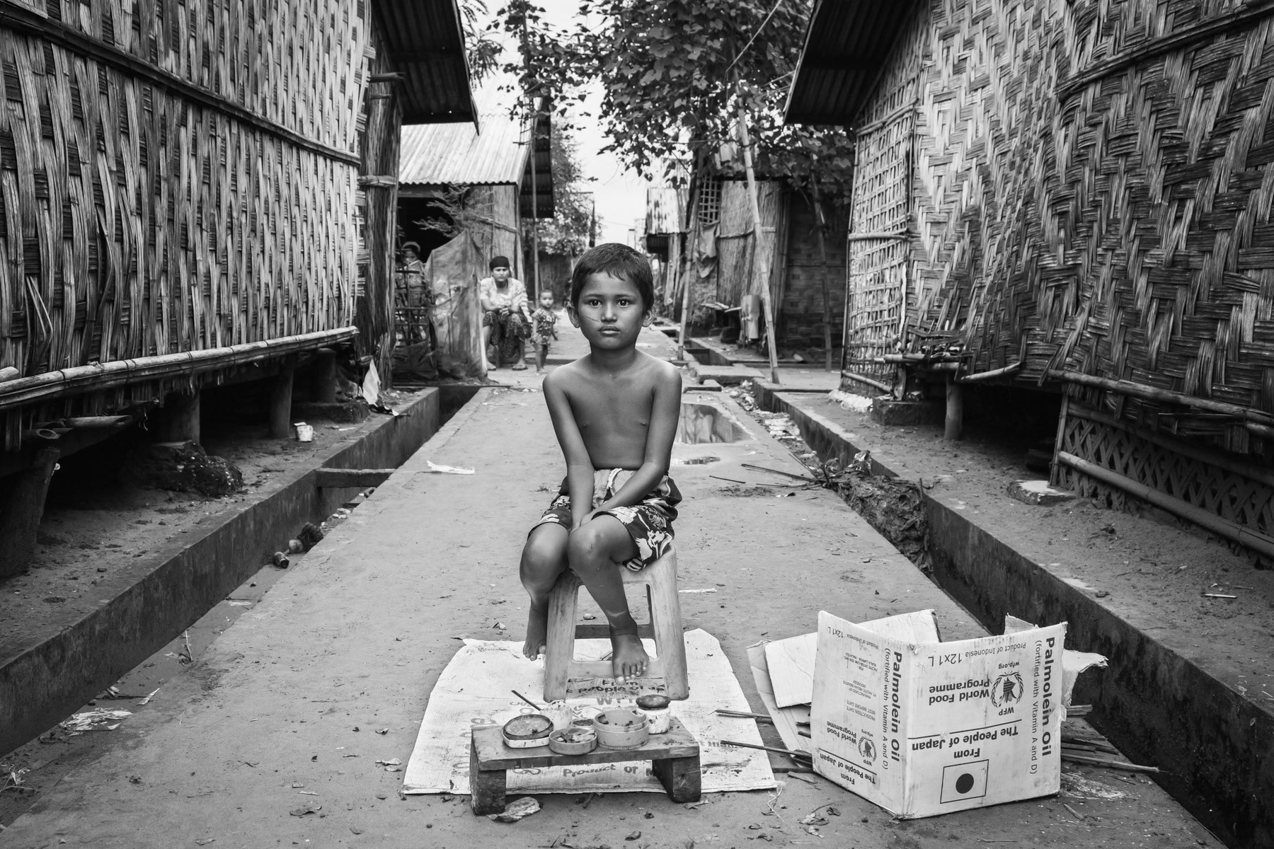 Motin Nya internment camp for forcibly displaced Rohingya. Sittwe township in Rakhine, Myanmar, October 2016