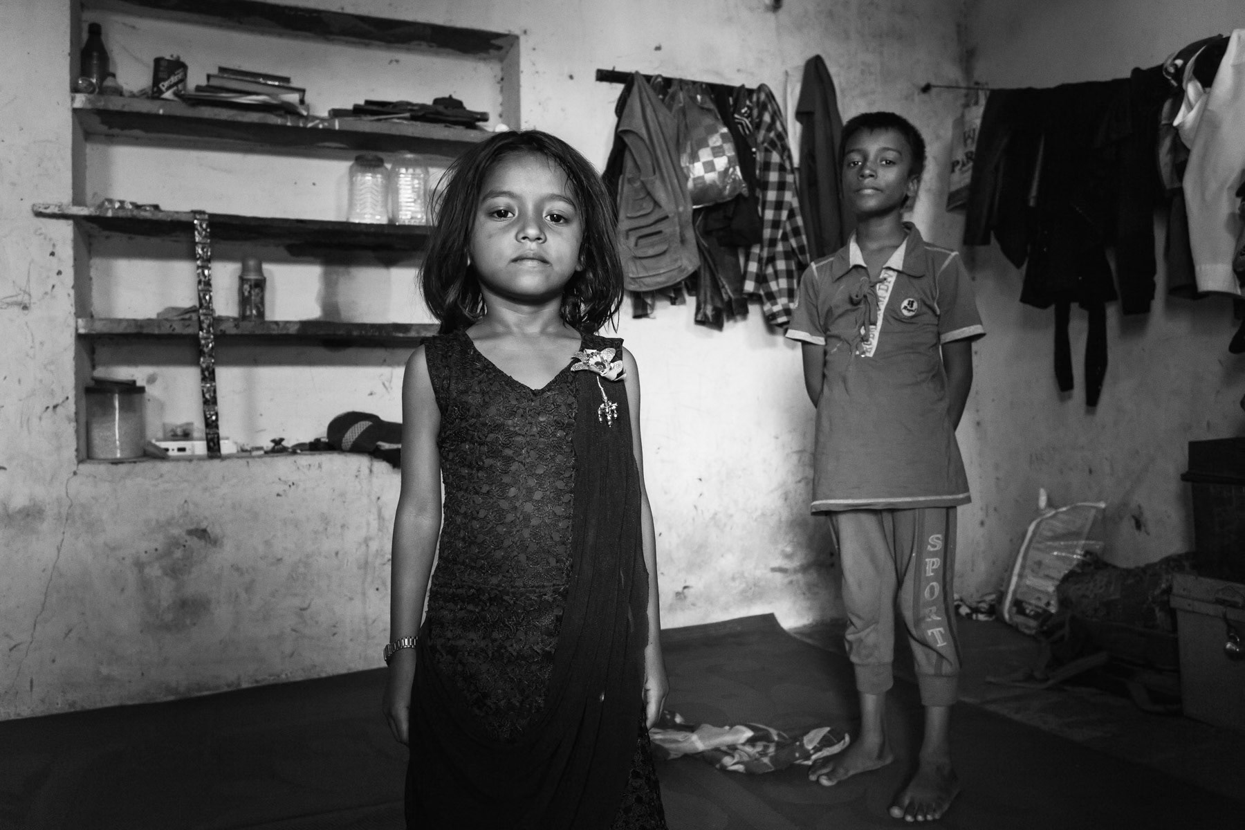 Brother and sister, Balapur camp for stateless Rohingya, Hyderabad, India, June 2016