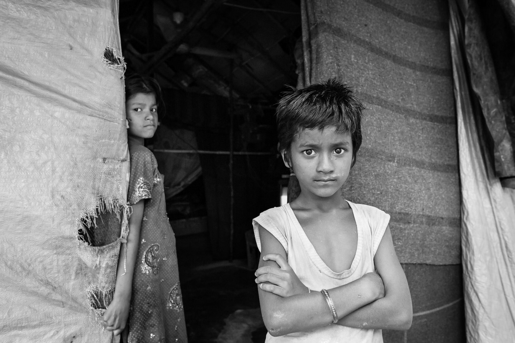 Baba Nagar makeshift settlement for Rohingya refugees. Hyderabad, India, June 2016