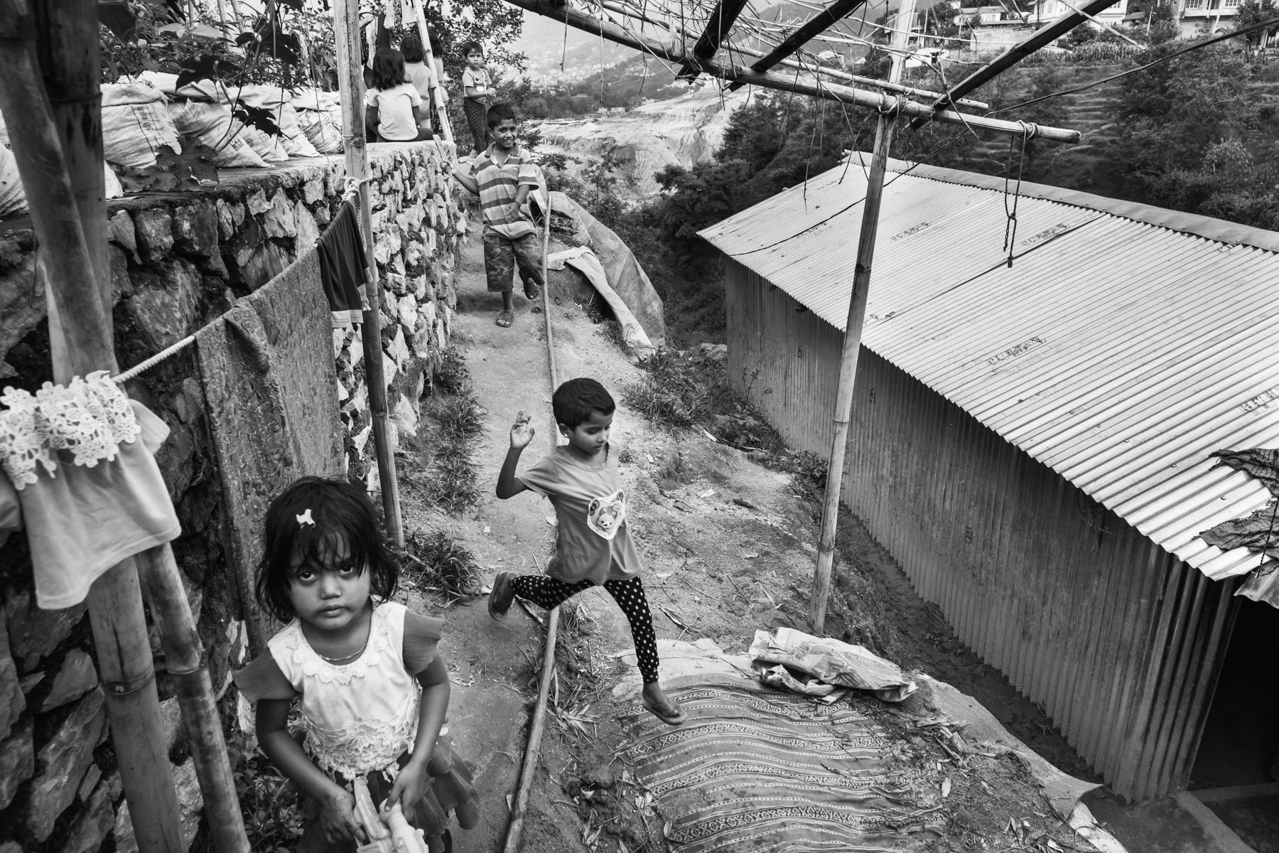 Rohingya children stranded with their family in Kathmandu since 2013. Presently about 200 Rohingya found refuge in Kathmandu and are living in two makeshift camps, Nepal, July 2017