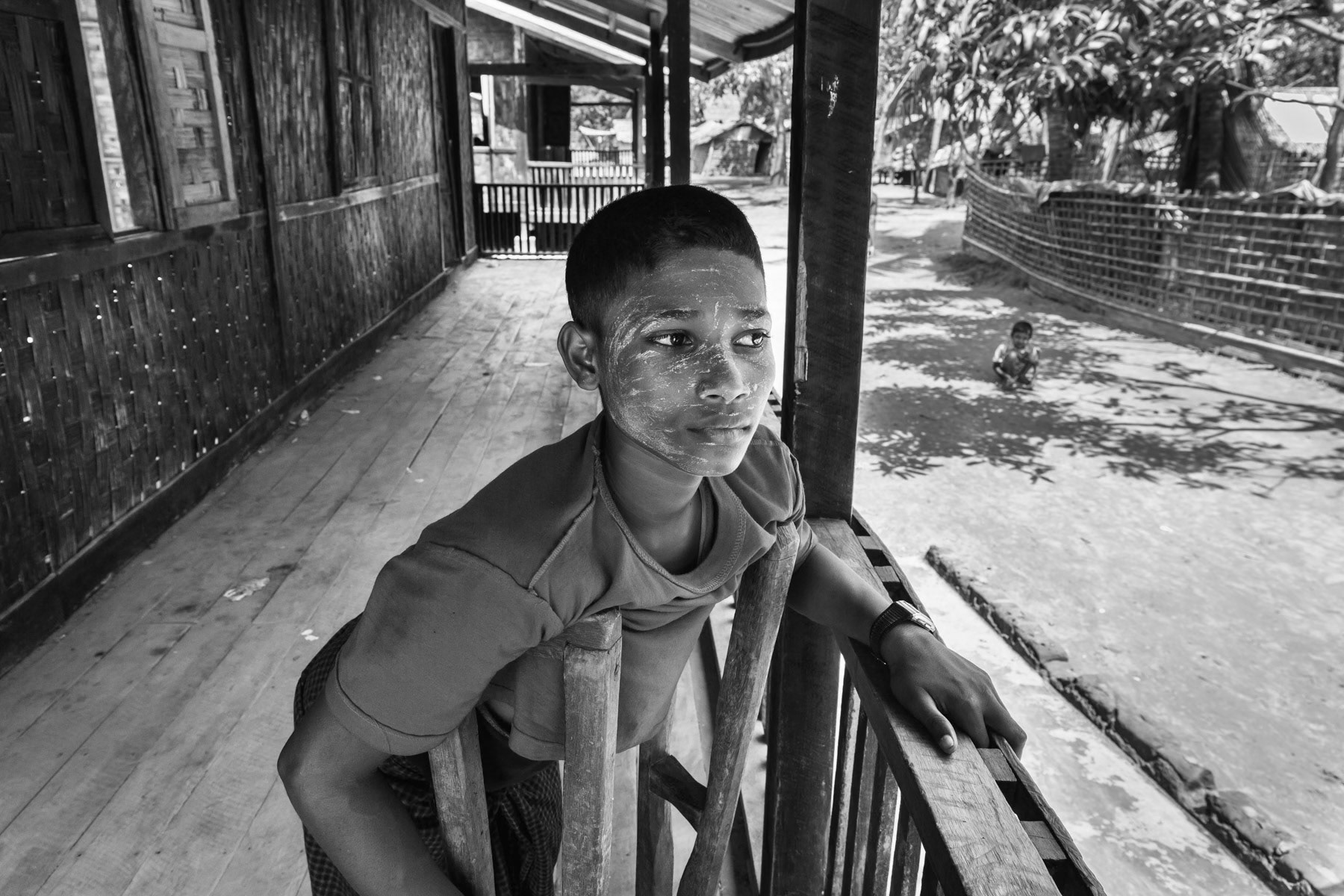 Disabled boy in Thau Chuang camp for displaced Rohingya, Sittwe, Myanmar, September 2015