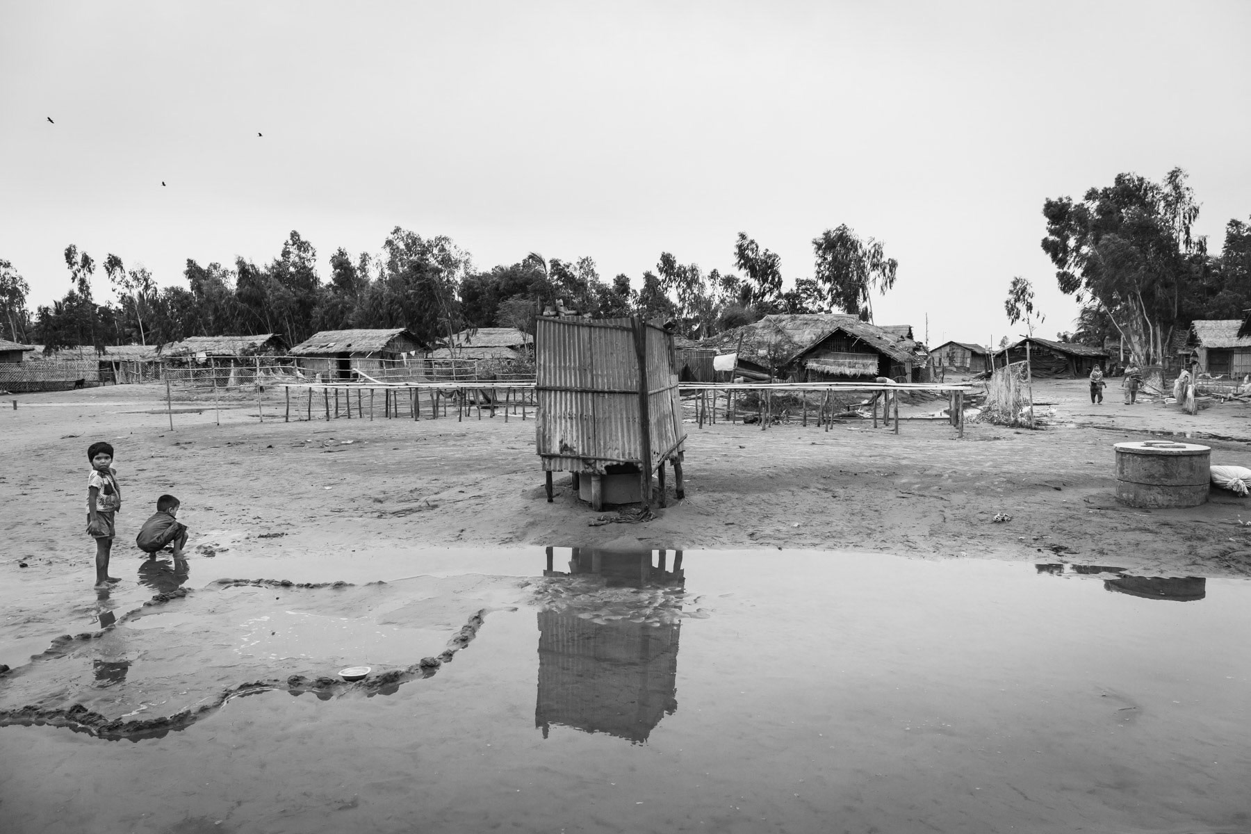 Latrine block after cyclone Roanu. Nazarir Tek settlement for Rohingya refugees. Cox's Bazar, Bangladesh, May 2016