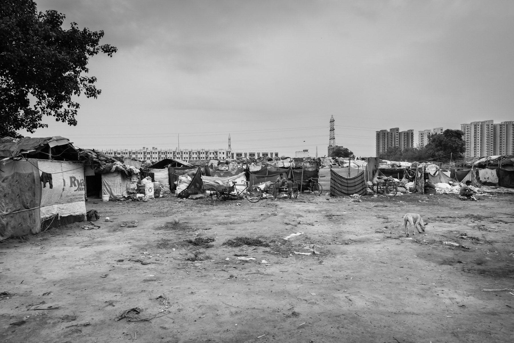 Mujeri camp, a new camp established in 2016. Fifty Rohingya families are enslaved and "owned" by Ali Hussein a Rohingya from Bangladesh exploiting his own people in India. The ones victim of bonded labour are extremely vulnerable and face an almost impossible task to buy themselves out of this situation. Although illigal, bonded labour practices are still widespread and rarely stopped by the authorities. Faridabad in Haryana, India, June 2017