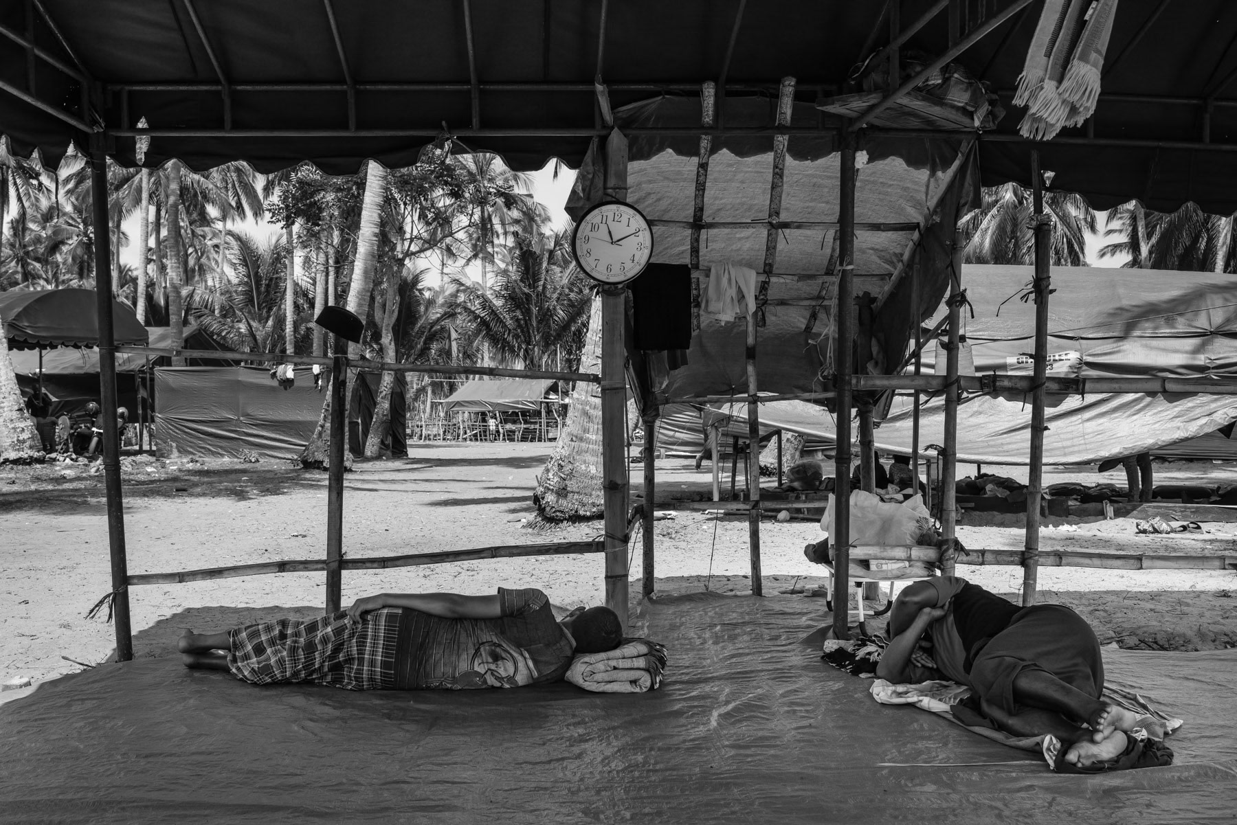 Stranded Rohingya boat people from Burma that have arrived recently on the coast of Aceh. They are sheltered on the beach where arrived 3 months ago. Pidie, Aceh, Indonesia, February 2024