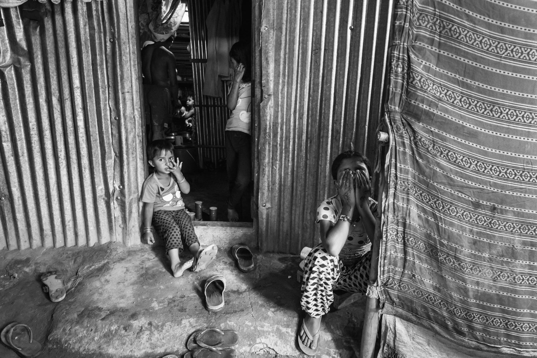 Rohingya children stranded with their family in Kathmandu since 2013. Presently about 200 Rohingya found refuge in Kathmandu and are living in two makeshift camps, Nepal, July 2017
