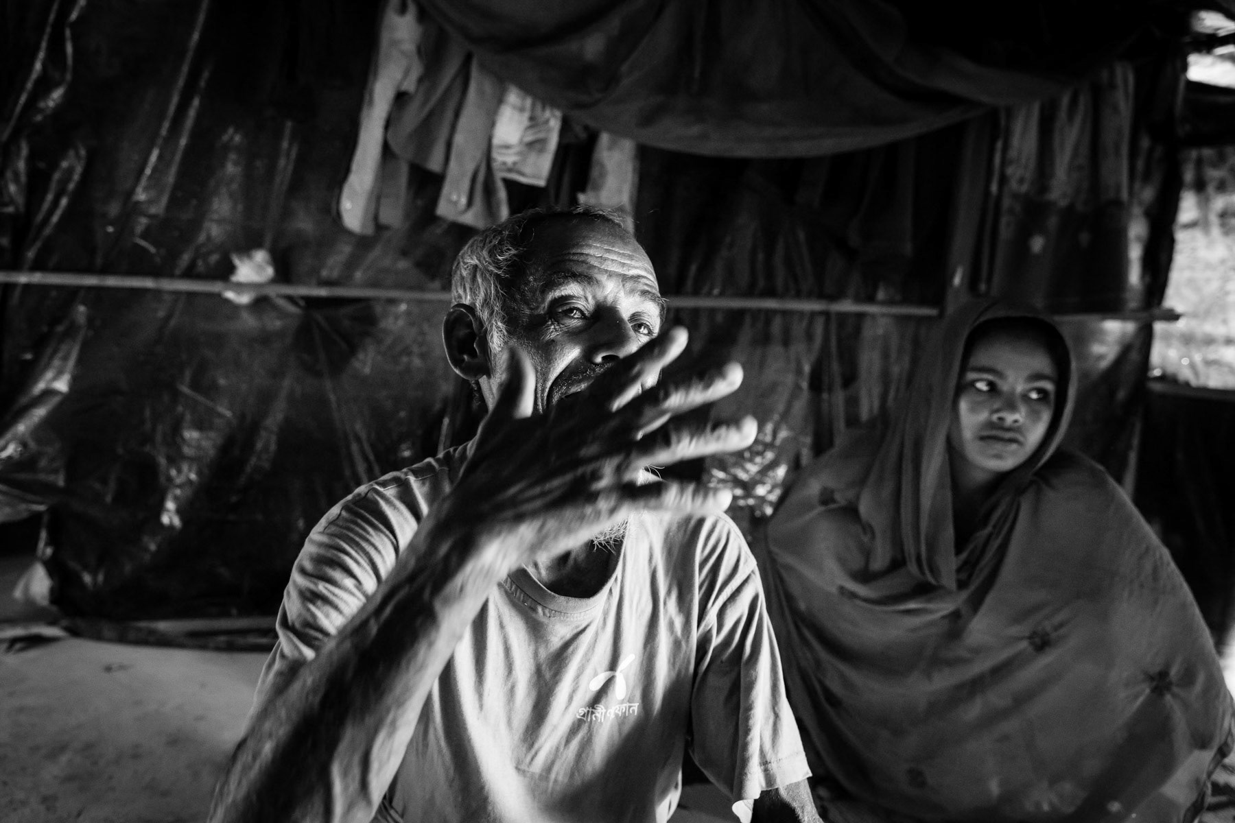 New arrivals at Kutupalong refugee camp and victim of a brutal ethnic cleansing campaign orchestrated by the Myanmar military forces against the muslim Rohingya community of Myanmar. Kutupalong refugee camp in Bangladesh, May 2017