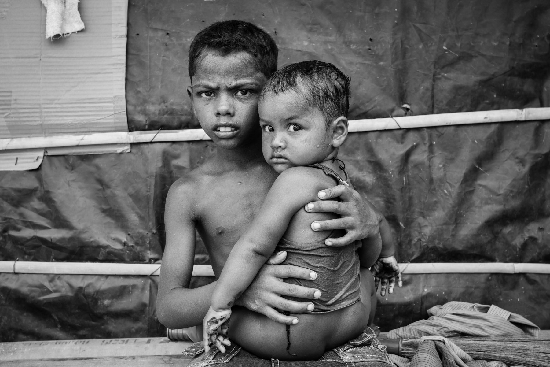 Stranded Rohingya refugees in India. Mewat, Haryana State, June 2016