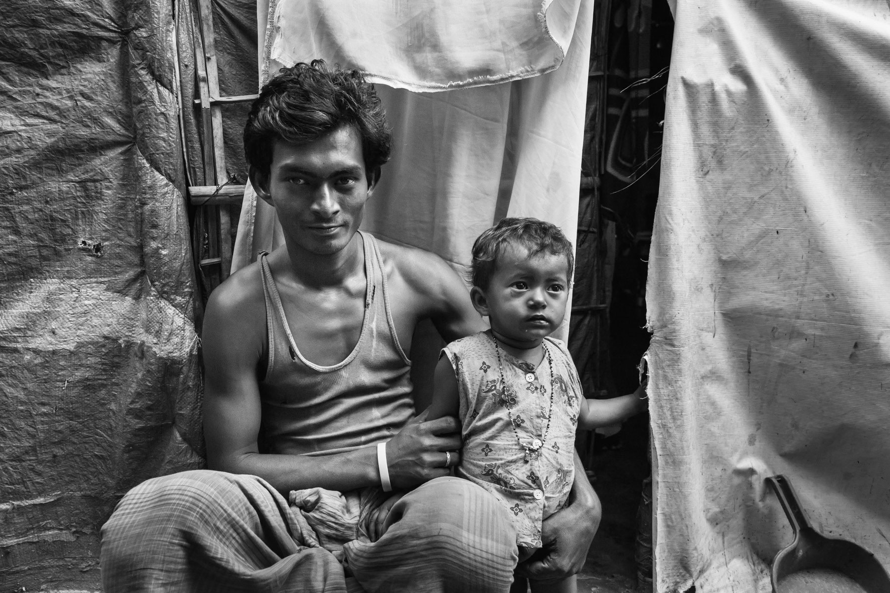 Rohingya refugees from Burma, Balapur makeshift camp, Hyderabad, India, June 2016