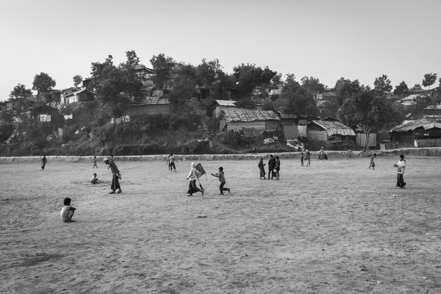 One of the few open spaces where children can still play. Thangkhali camp for Rohingya refugees in Southern Bangladesh, October 2018