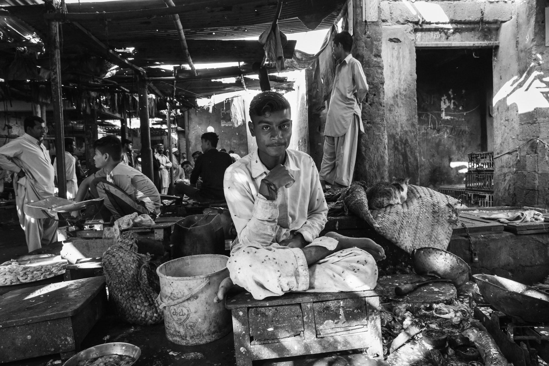 A Rohingya market seller, Burma Colony, Karachi, Pakistan, December 2016