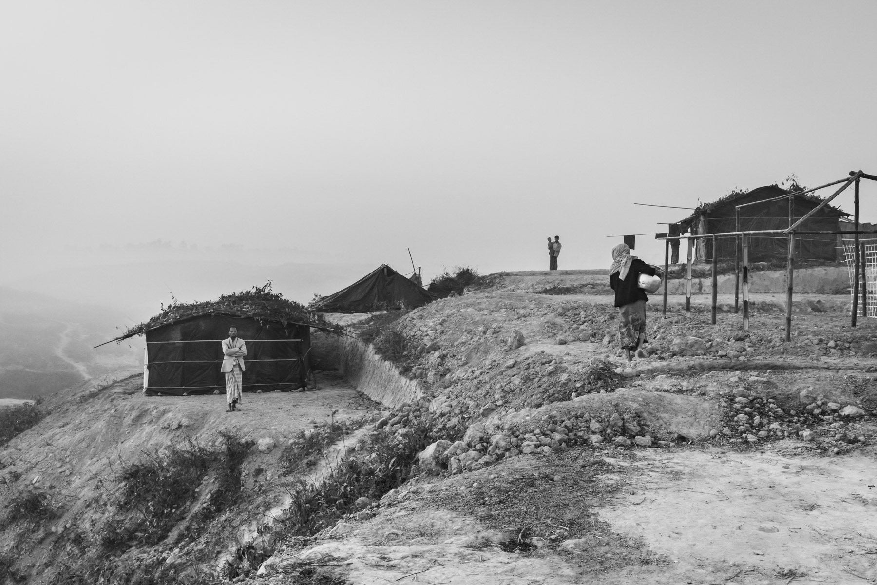 New part of Kutupalong refugee camp for Rohingya being extended on daily basis to cope with the 100,000 Rohingya that have fled violence in Rakhine since October 2016. Kutupalong, Bangladesh, February 2017