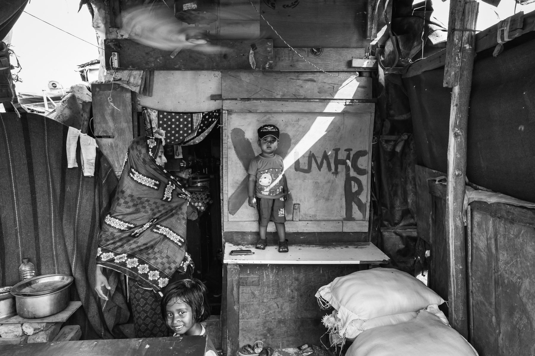 Makeshift camp for Rohingya refugees in Delhi suburbs, India, June 2017