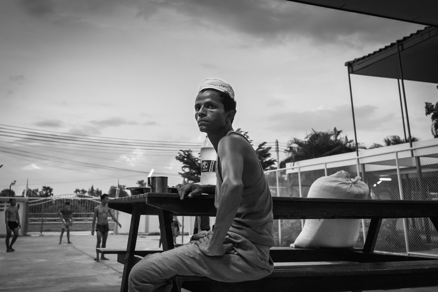 Transit Camp for persons victim of human traffickers. About 100 people of which 30 Rohingya children and adults. Closed structure with no possibility for exit or visits. Victims usually remain several years before being resettled in third countries. Tanyaburi closed transit facility, Bangkok, Thailand. June 2016
