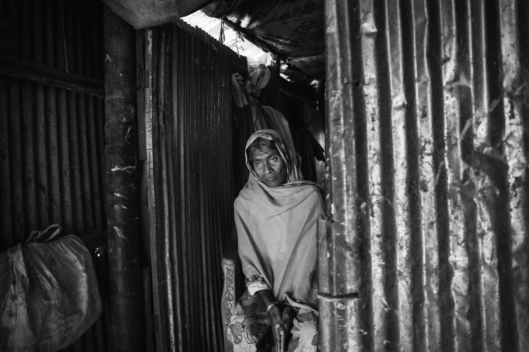 Rohingya refugee, victim of torture that recently fled further persecution in Myanmar. Has mental health problems ever since. Teknaf, Bangladesh, February 2017