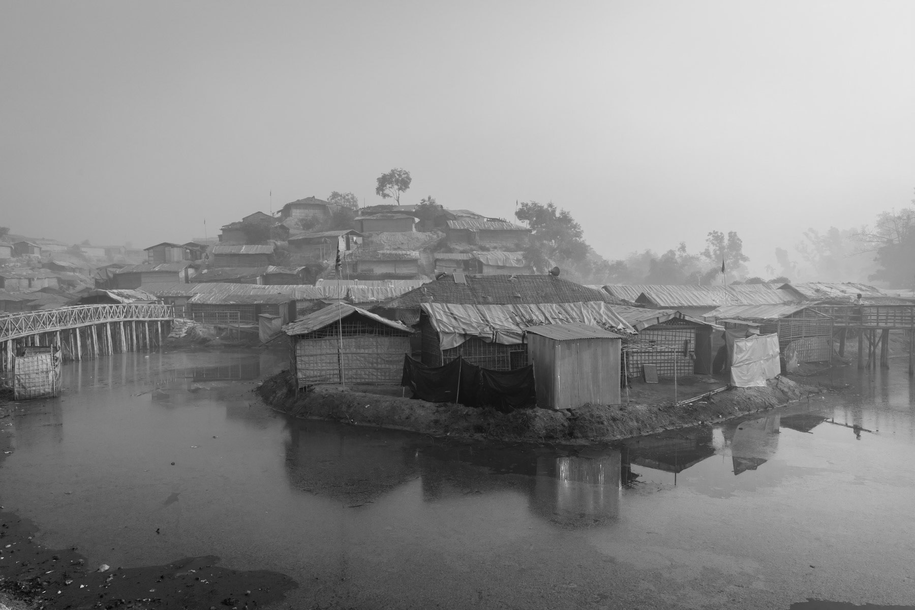 Early morning at the newly established refugee camp for Rohingya refugees. Balukhali camp near Ukhiya, Bangladesh, March 2018