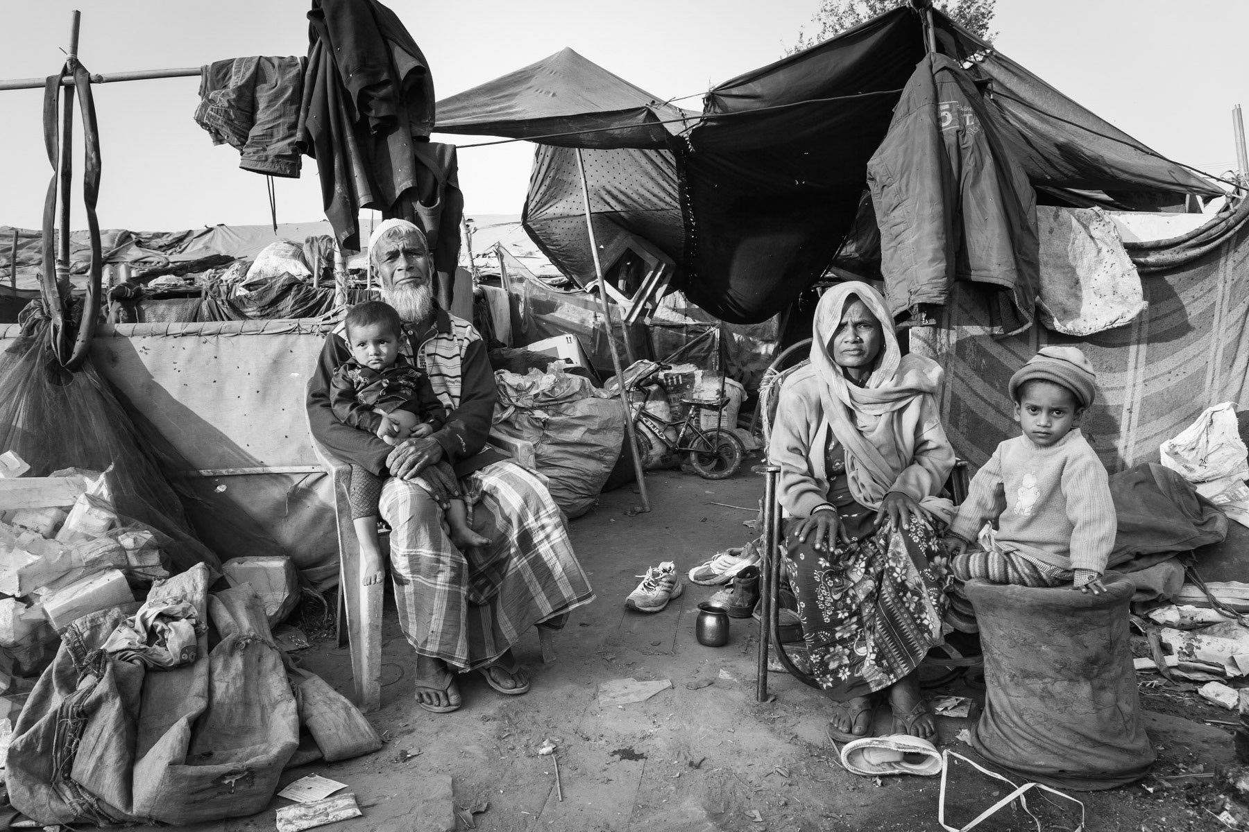 Rohingya refugees living in a state of bonded labour, working until they can pay off their debts for having been smuggled into India. Faridabad in Haryana State, India, January 2016