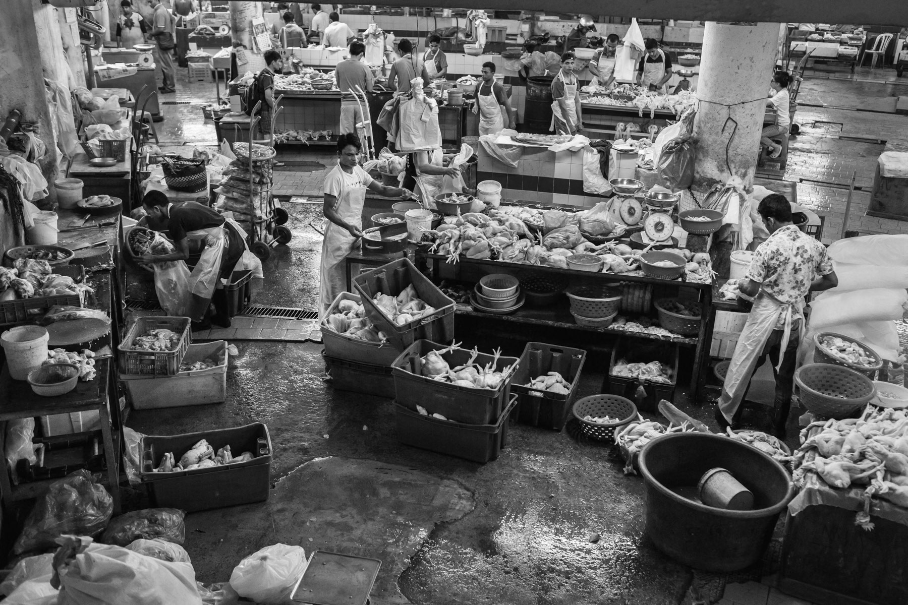 Poultry section of the wholesale market of Klang where Rohingya refugees are employed. Klang, Malaysia, November 2016
