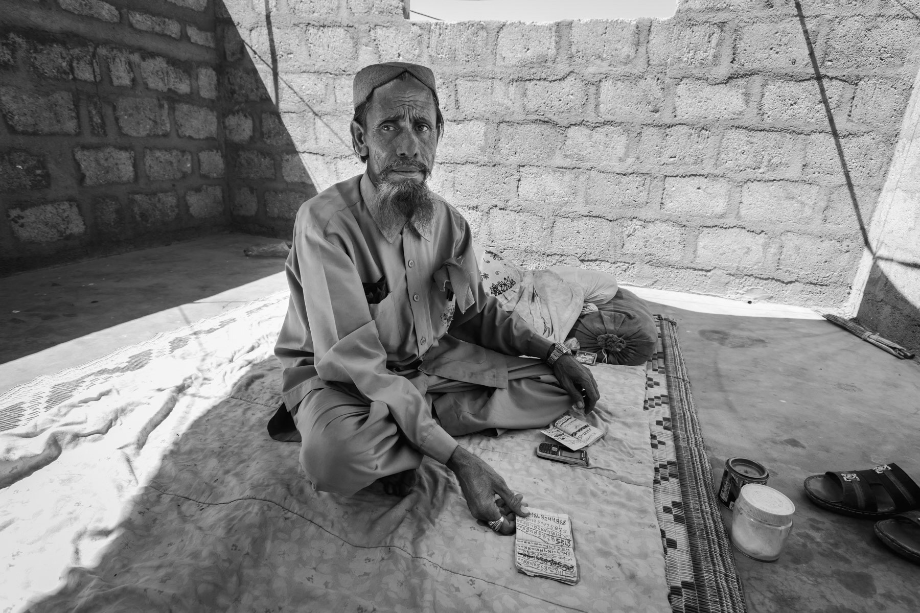 Alam from Maungdaw in Myanmar, arrived 40 years ago in Karachi as a refugee. Has still family in Myanmar that recently fled to Bangladesh. Arkanabad neighbourhood, Karachi, March 2018