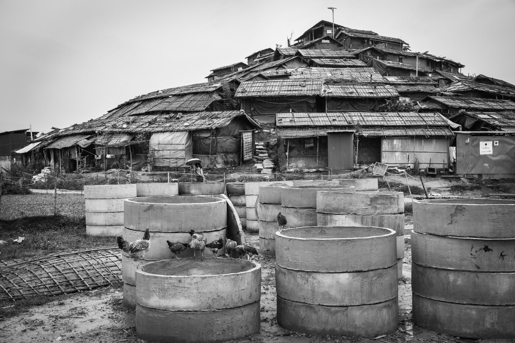 Additional makeshift shelters for the reception of newly arrived Rohingya refugees from Myanmar. More than ¾ of a million Rohingya have fled ethnic cleansing and genocide from neighbouring Myanmar. Jamtoli refugee camp in Southern Bangladesh, October 2018