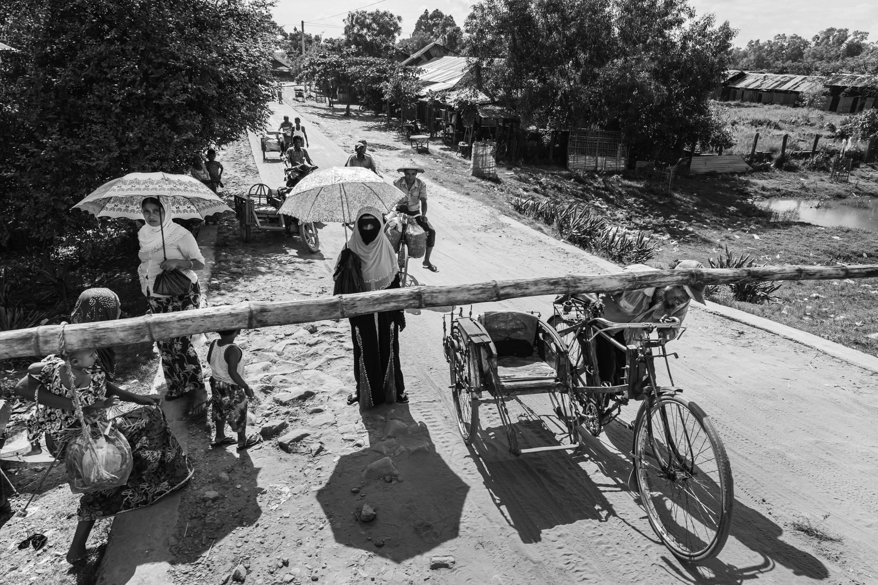Rohingya village along the rail track. Sittwe township, Rakhine, Myanmar, September 2019