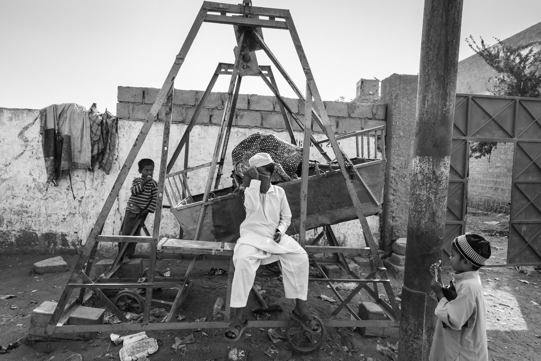 Rohingya children playing. Hundred Quarters in Korangi suburb of Karachi, Pakistan, December 2016