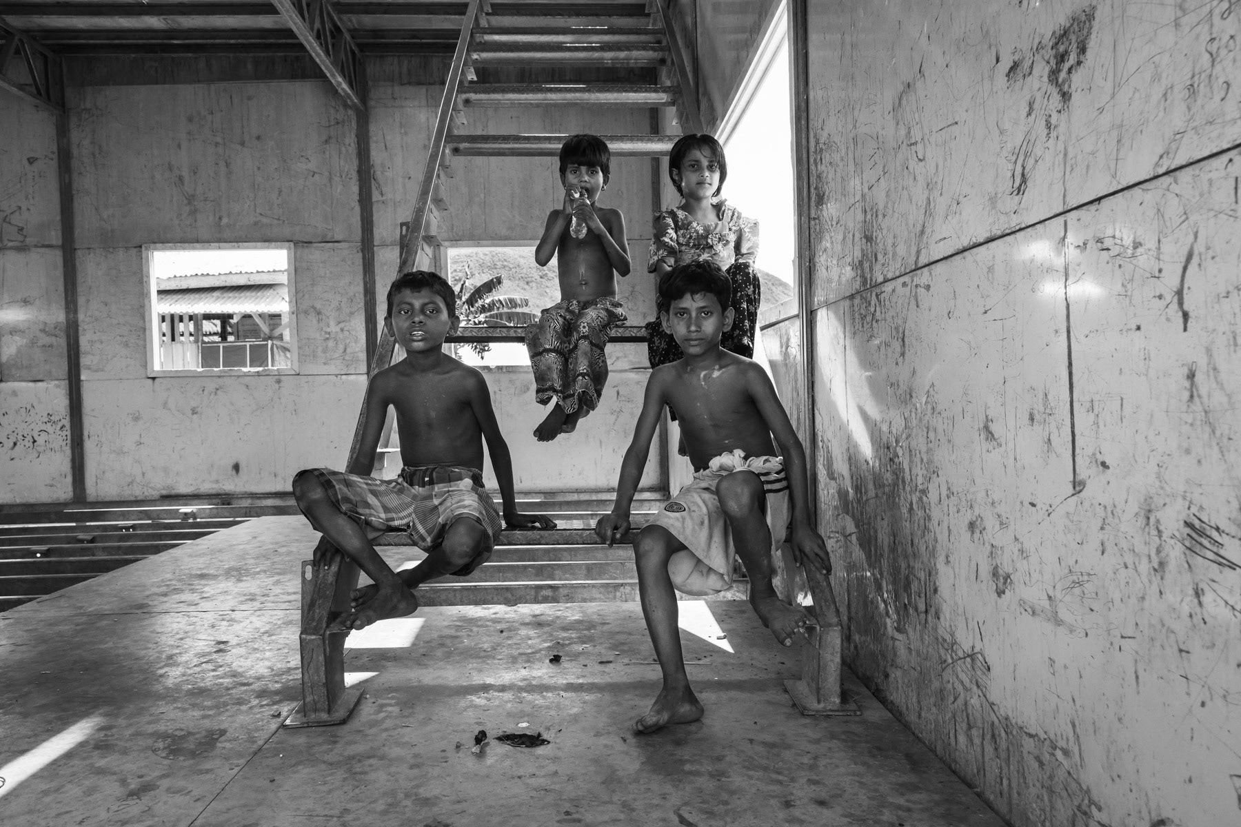 Abandonned barracks in Kyin Ni Pyin, a place similar to a concentration camp for forcibly displaced Rohingya population who is not allowed to leave the camp area. Nearly 8,000 people have been living in dire conditions in this camp since 2012. Kyin Ni Pyin camp in Rakhine, Myanmar, May 2017