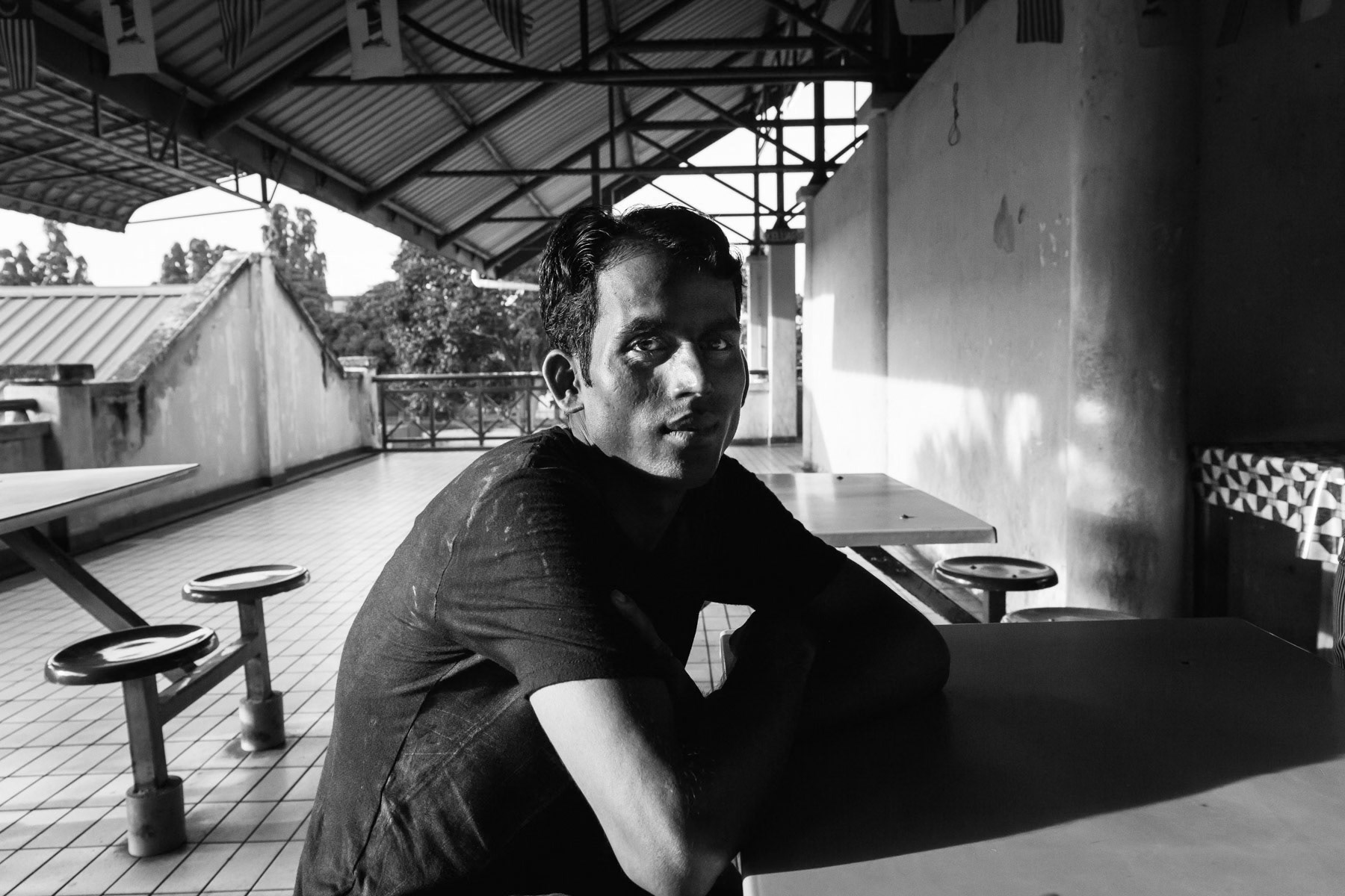 Rohingya refugee trafficed by boat in 2015, had legs paralaysed due to restraint space on the boat and lack of food. Klang Valley, Malaysia, June 2016