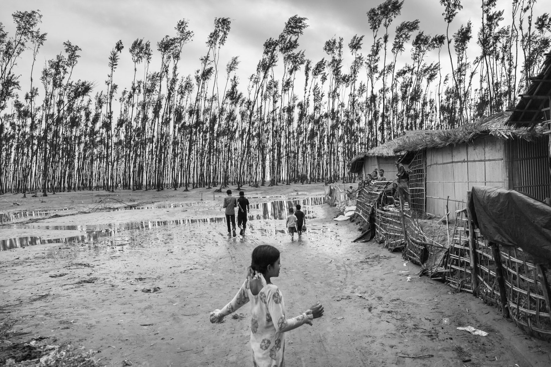 Nazirar Tek settlement for stateless Rohingya near the fish drying fields of Cox's Bazar, Bangladesh, May 2016