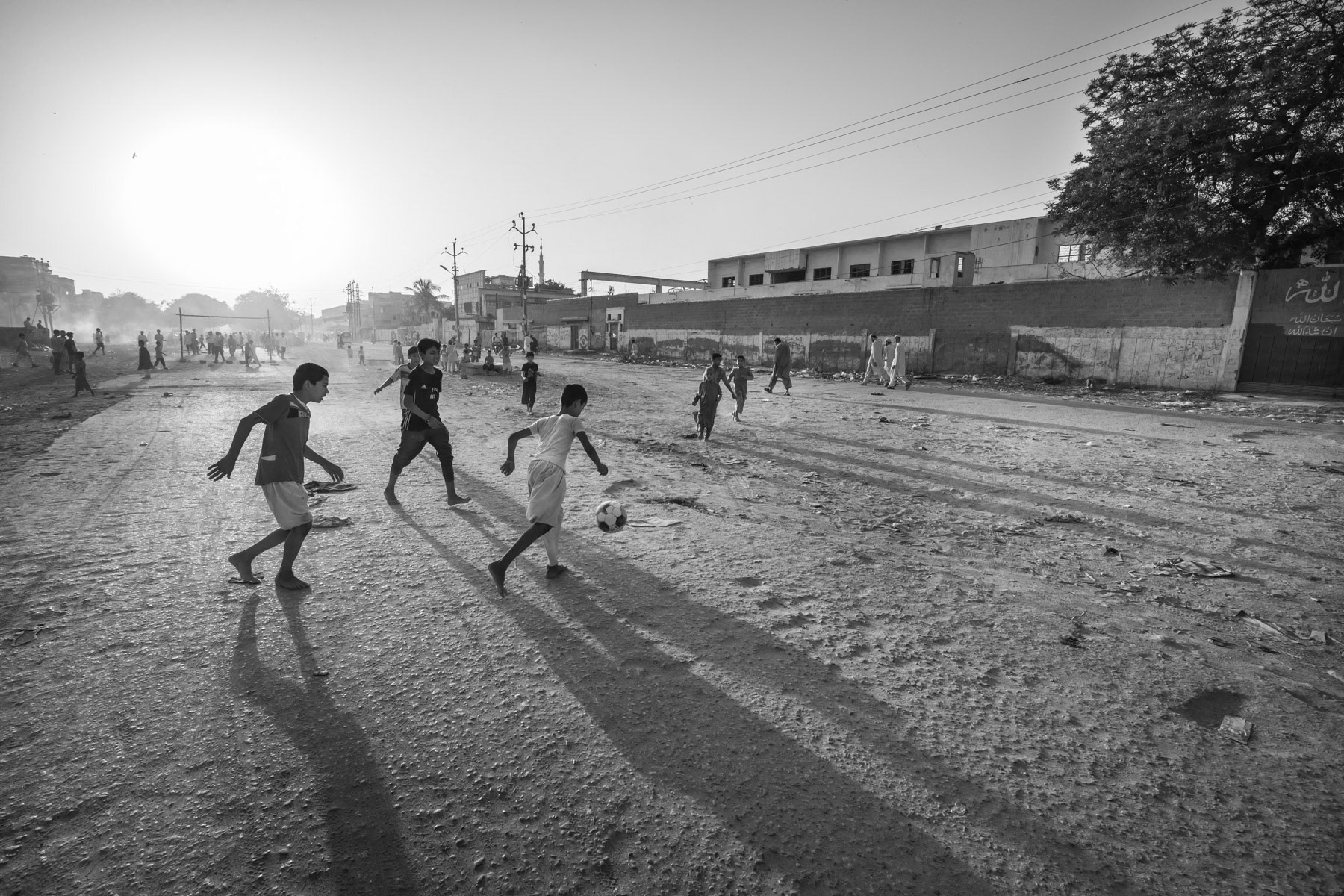 Street football in the Rohingya neighbourhood of Burma Colony, Pakistan, March 2018